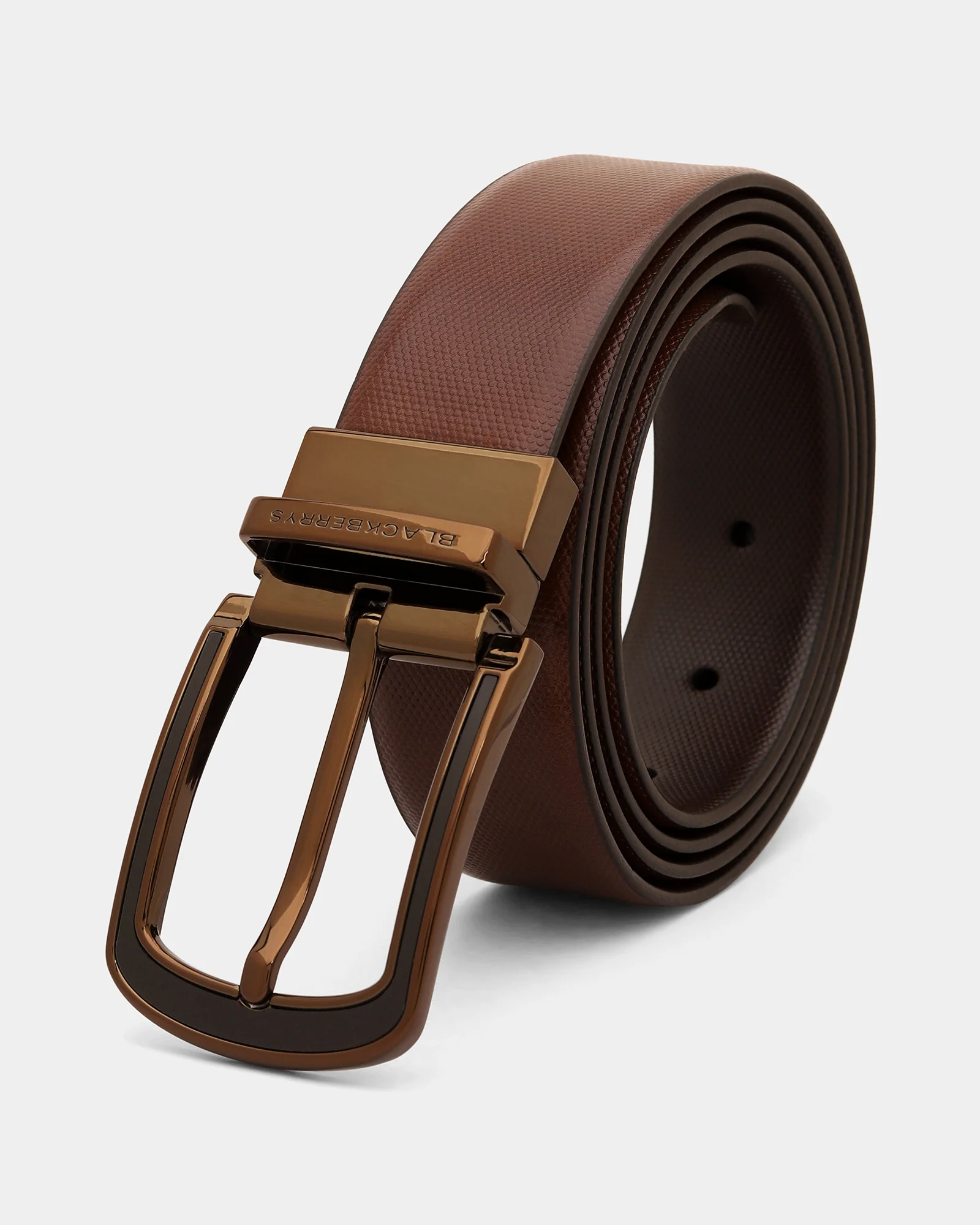Leather Reversible Brown & Tan Textured Belt - Aplite - Image 4
