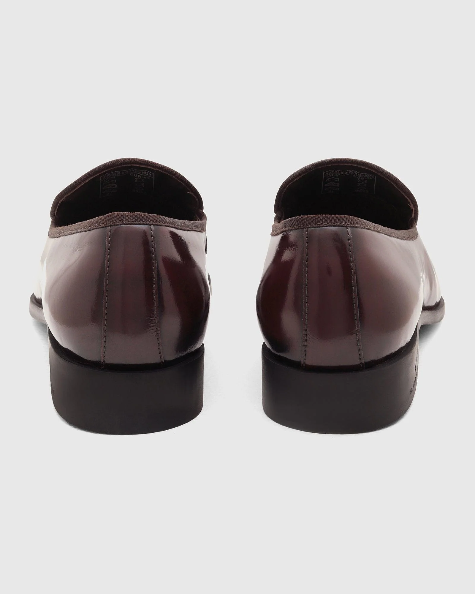 Leather Burgandy Solid Slip On Shoes - Rubber - Image 2