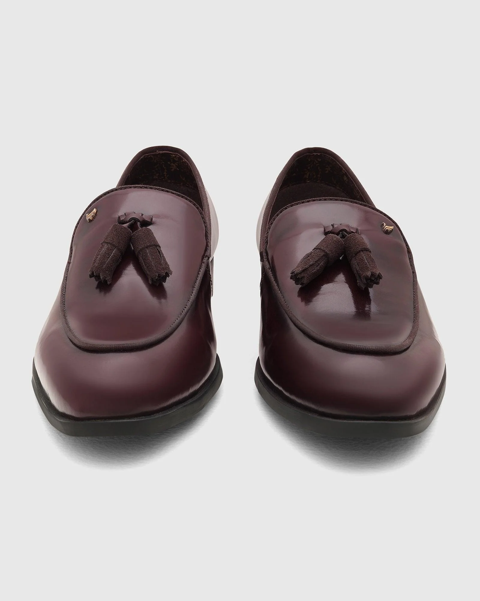 Leather Burgandy Solid Slip On Shoes - Rubber - Image 5