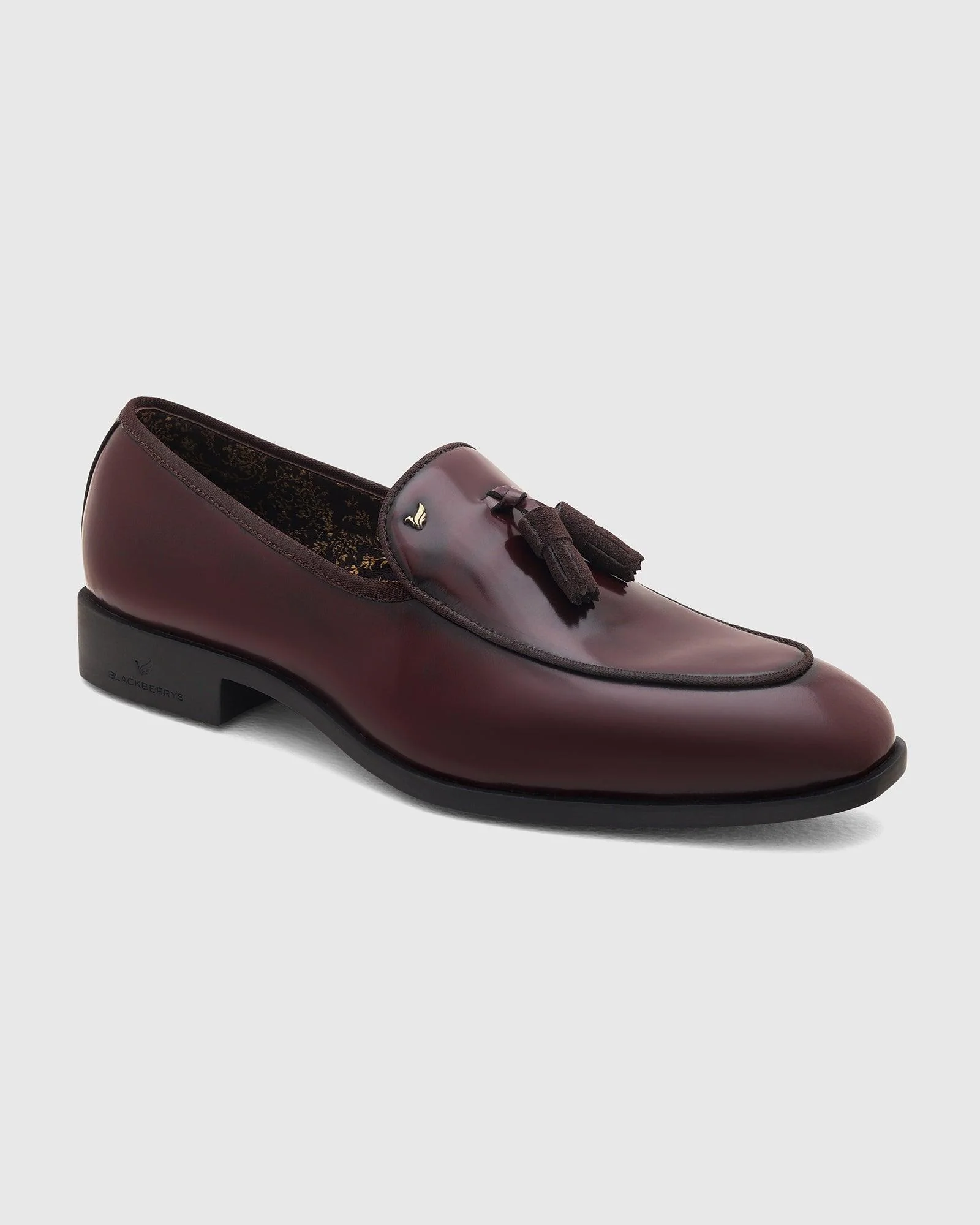 Leather Burgandy Solid Slip On Shoes - Rubber - Image 6