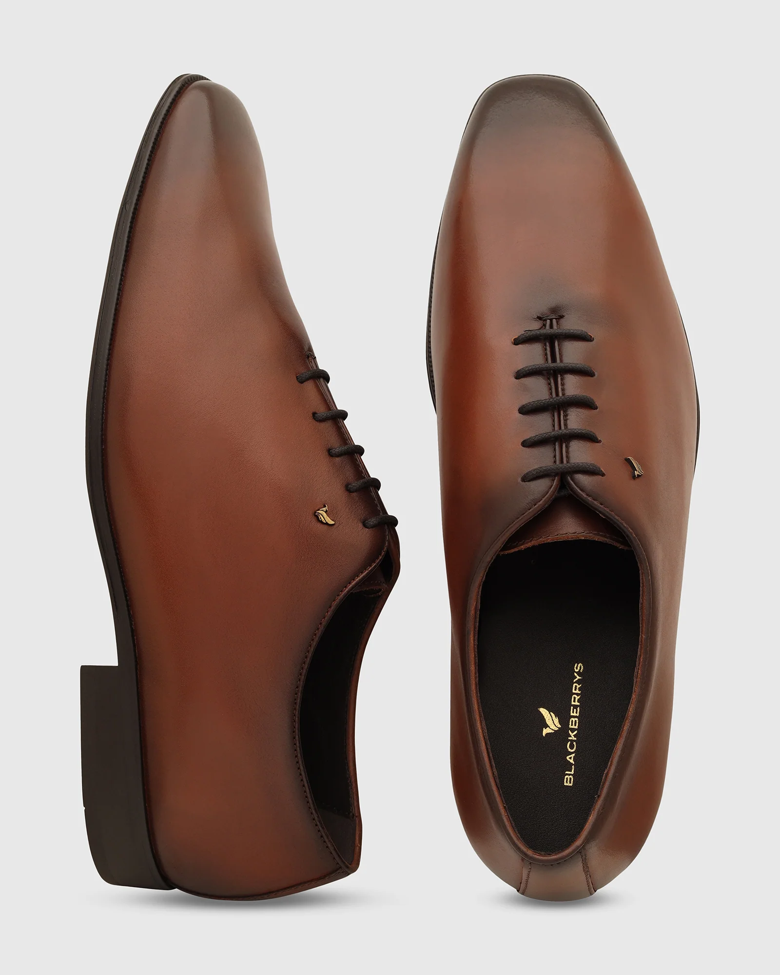 Leather Tan Burgundy Solid Shoes - Von - Image 3