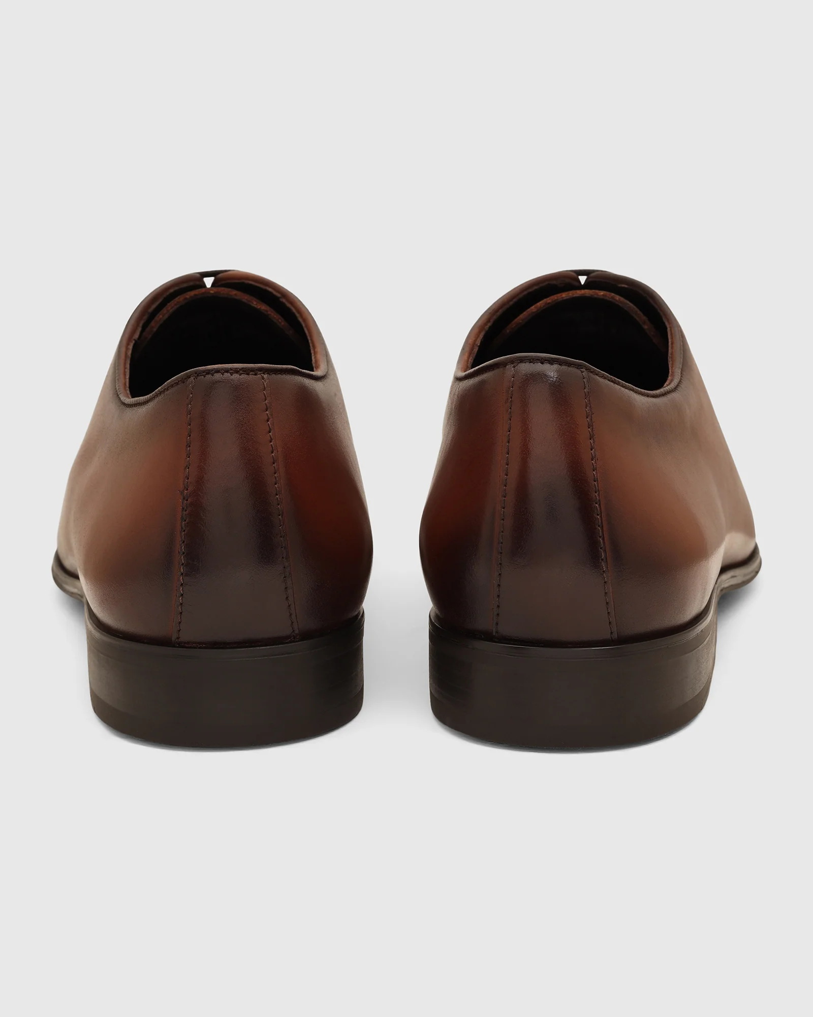 Leather Tan Burgundy Solid Shoes - Von - Image 4