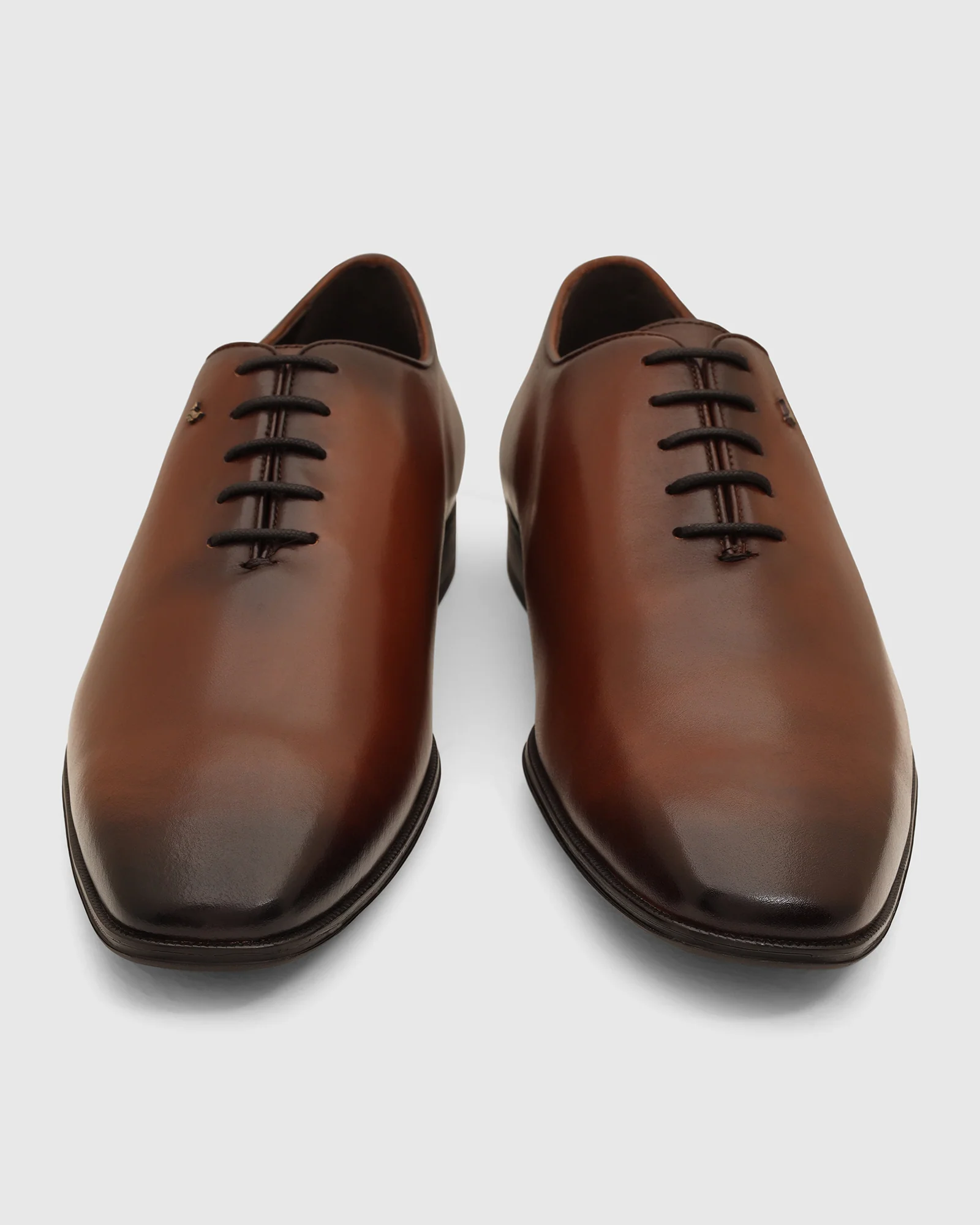 Leather Tan Burgundy Solid Shoes - Von - Image 6