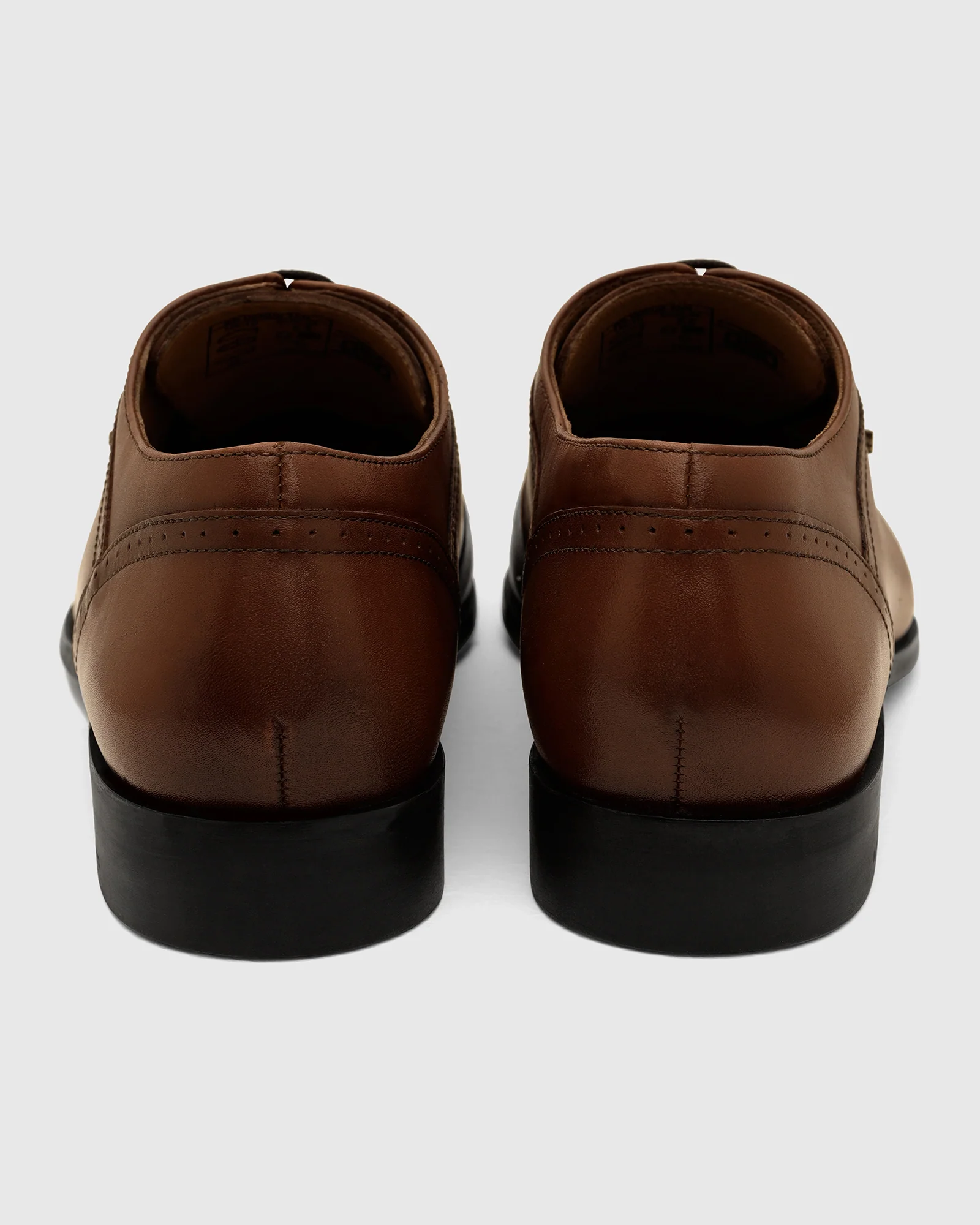 Leather Tan Solid Oxford Shoes - Venus - Image 5
