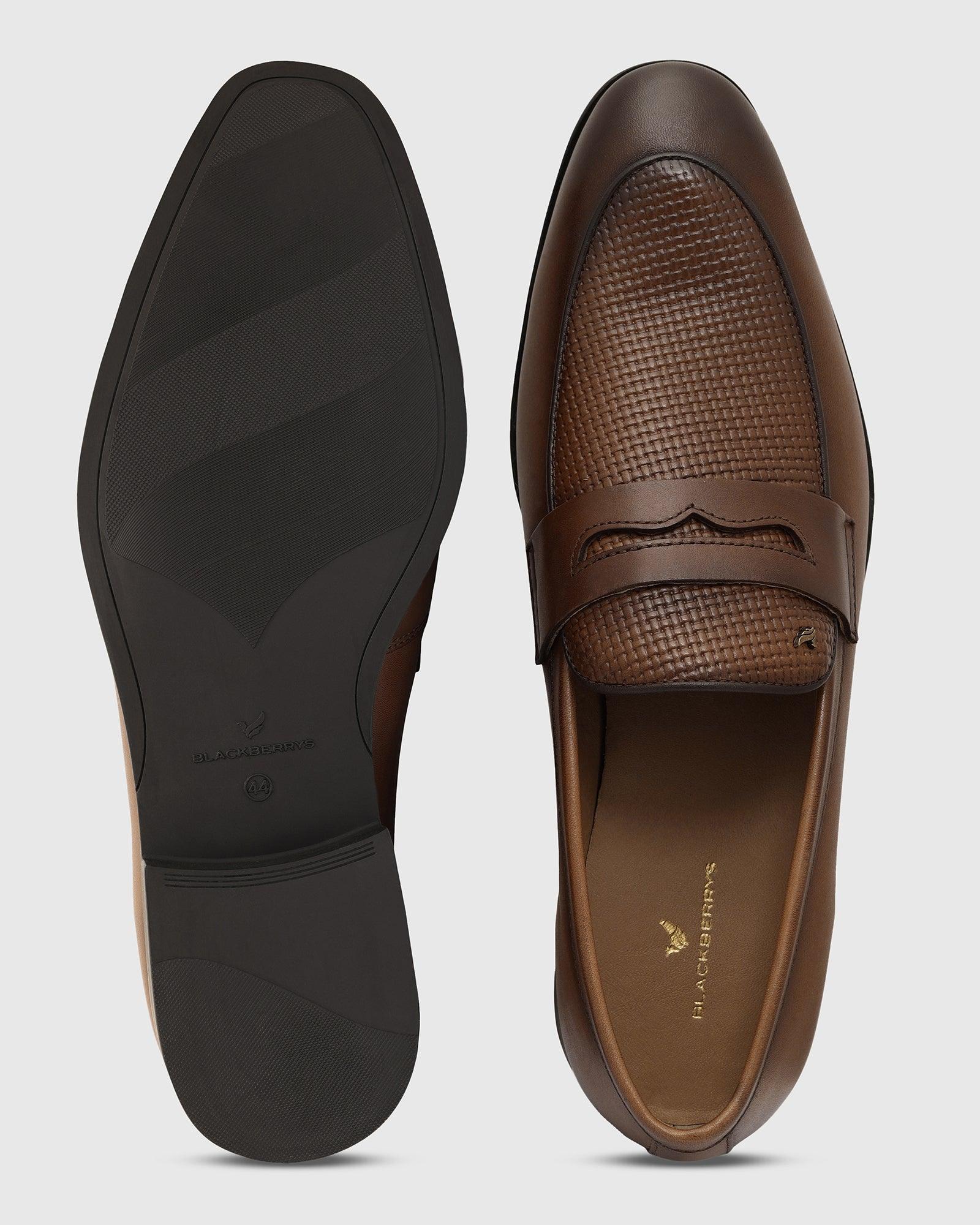 Leather Tan Solid Slip On Shoes - Tanner - Image 2