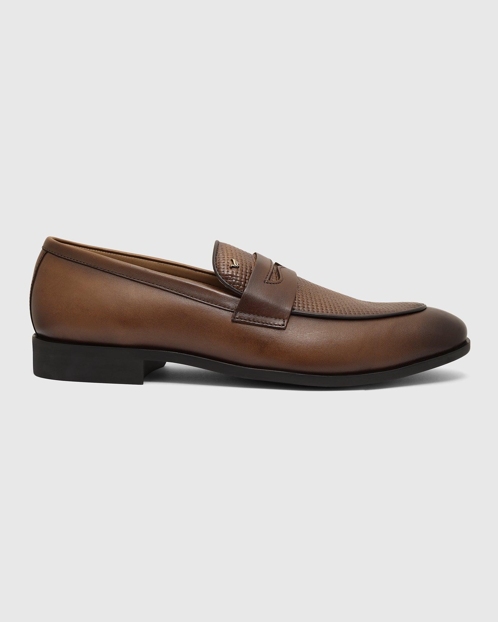 Leather Tan Solid Slip On Shoes - Tanner - Image 6