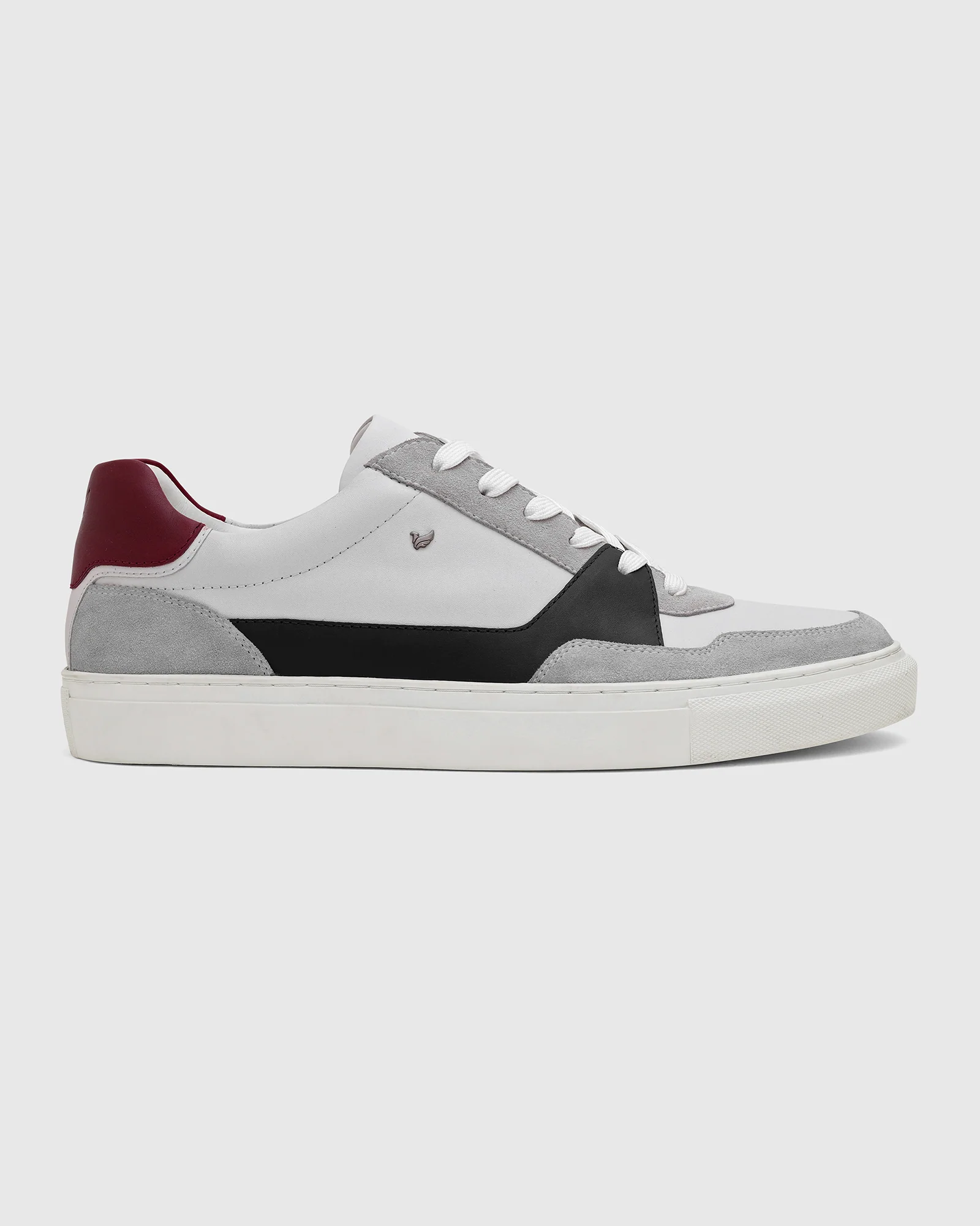 Leather White Solid Sneakers - Viva - Image 2