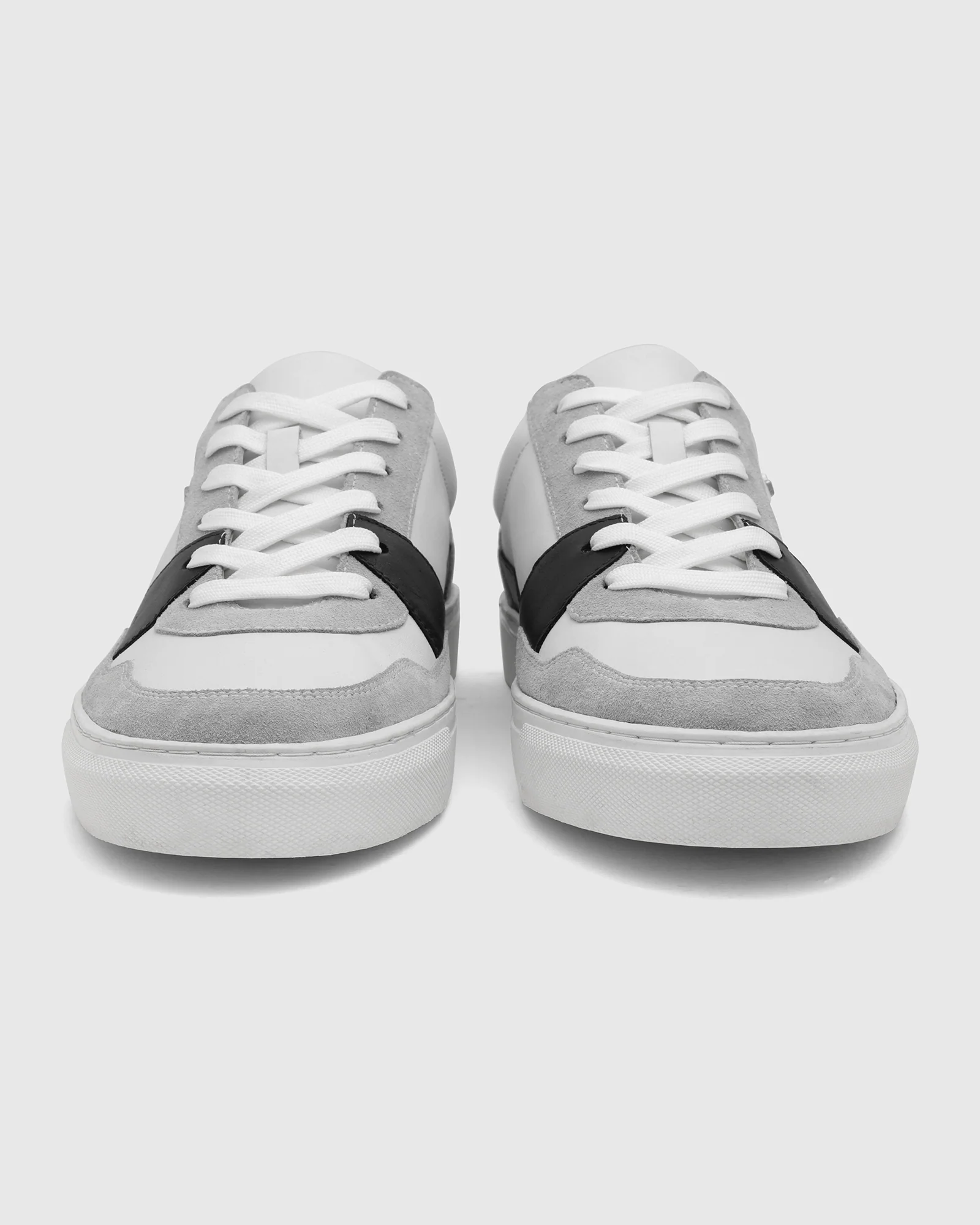 Leather White Solid Sneakers - Viva - Image 6