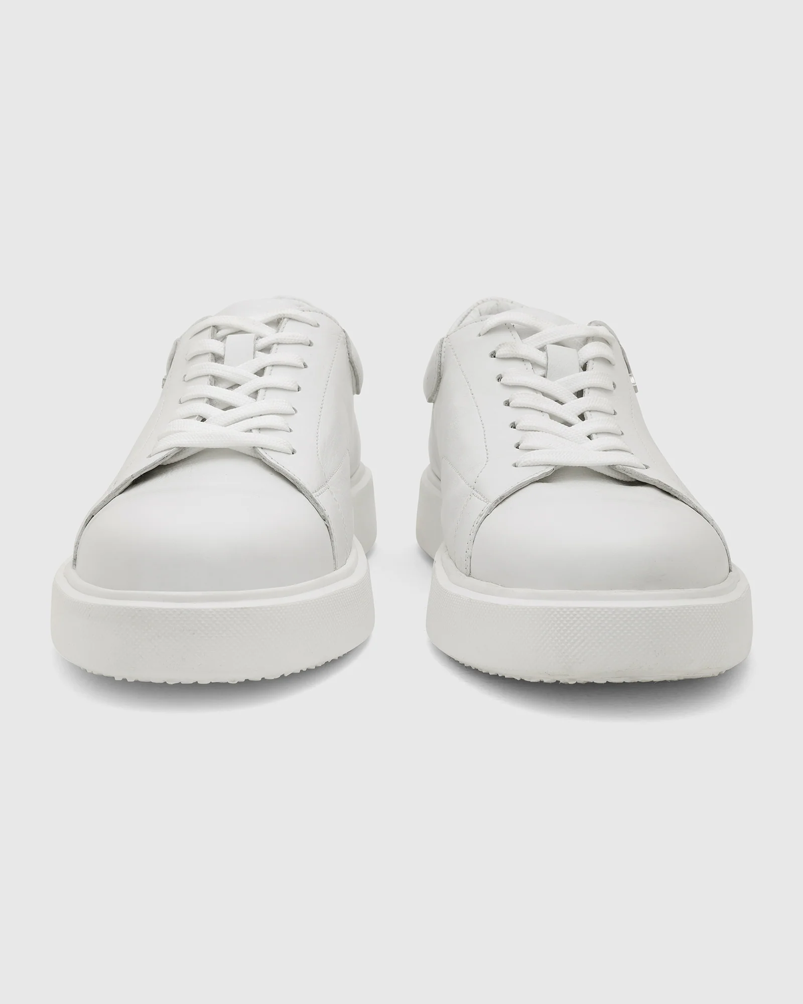 Leather White Solid Sneakers - Vosil - Image 6