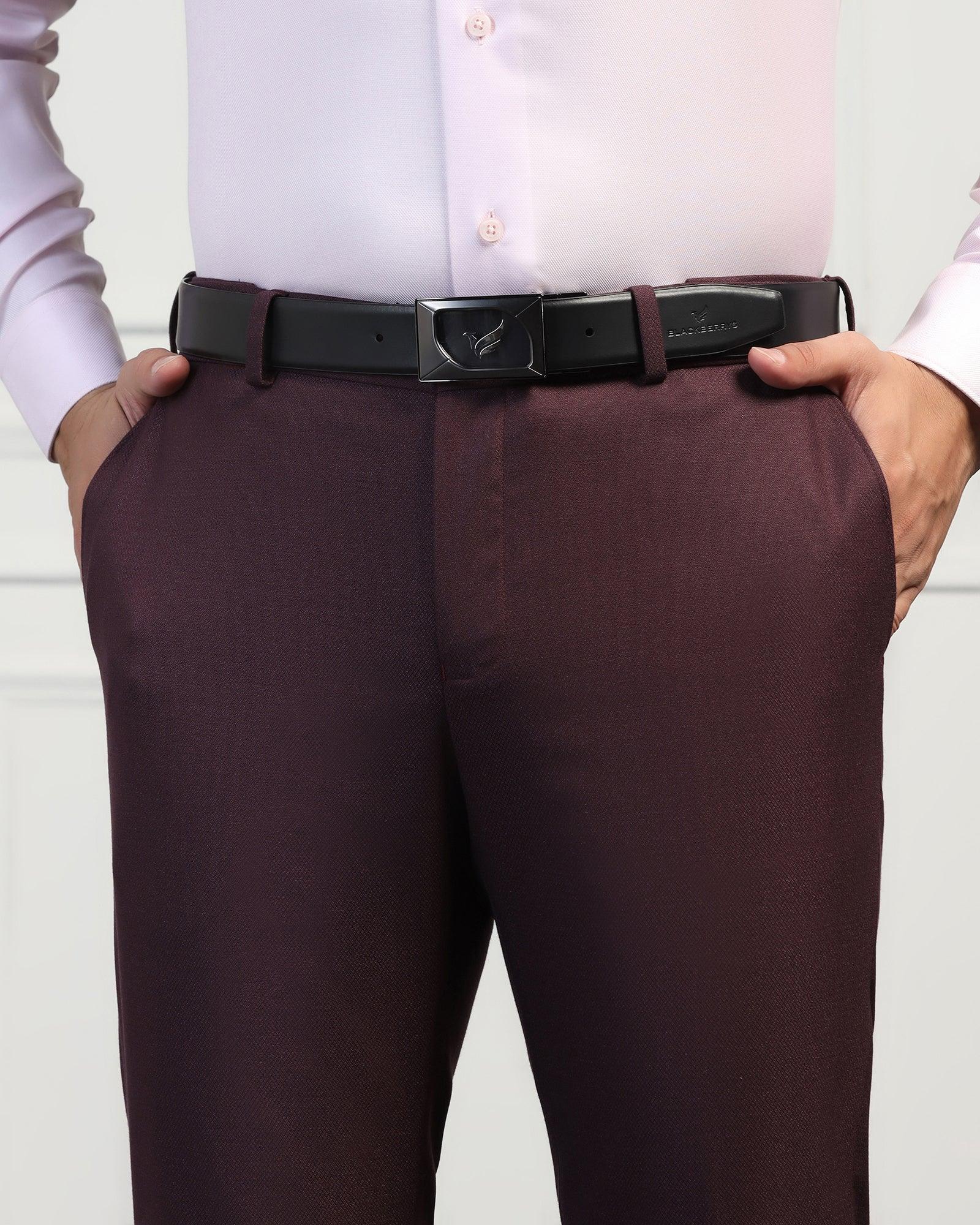Leather Reversible Wine & Black Solid Belt - Urimon - Image 7