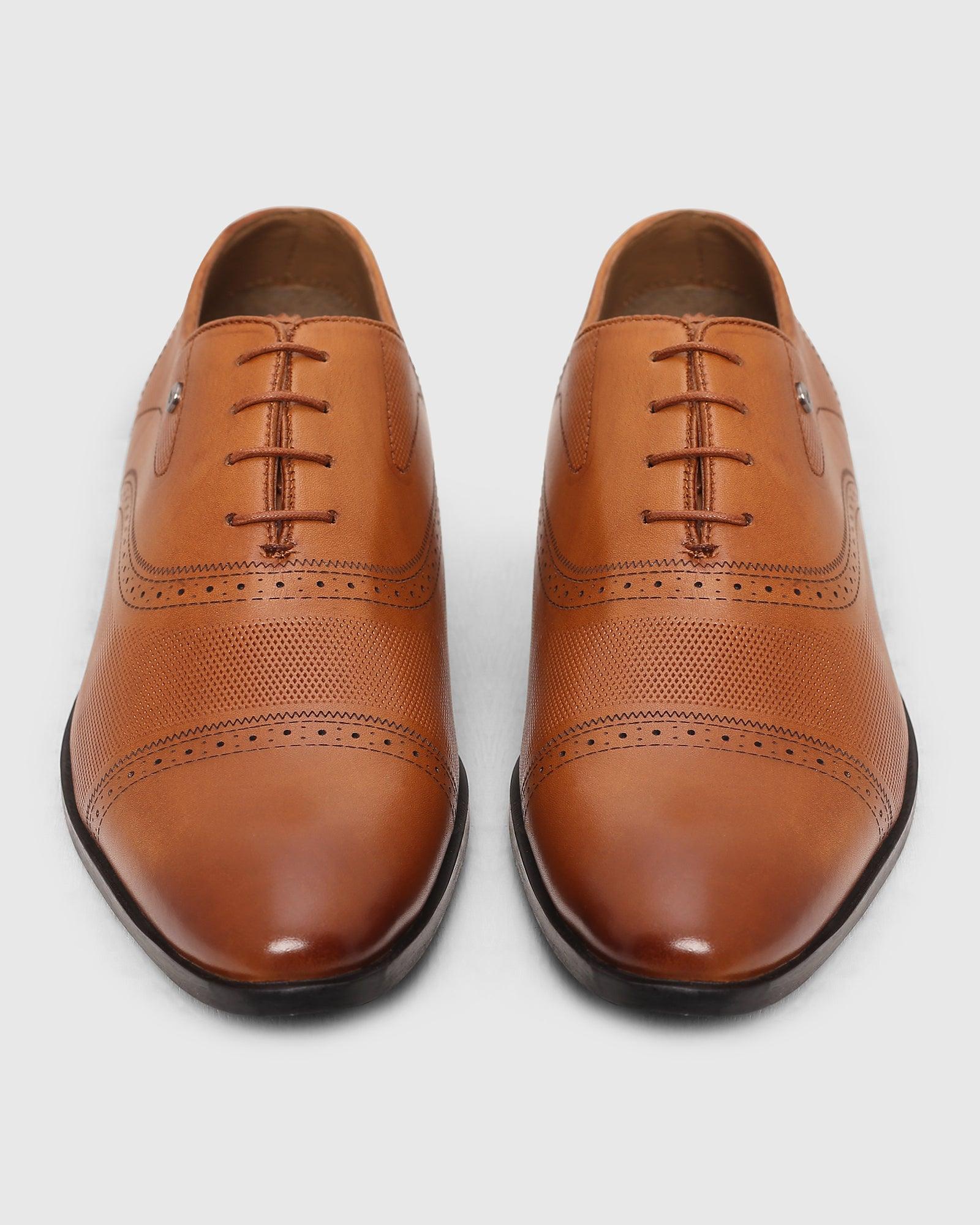 Must Haves Leather Tan Textured Oxford Shoes - Lewis - Image 6
