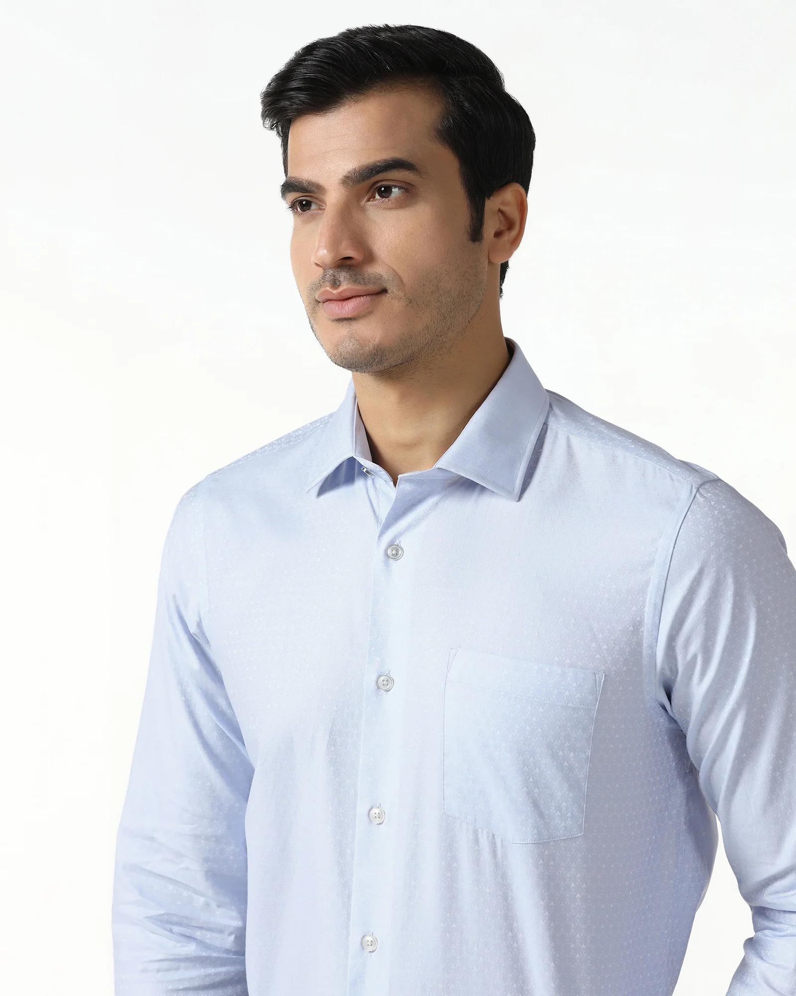 Light Blue Jacquard Shirt - Rile - Image 4