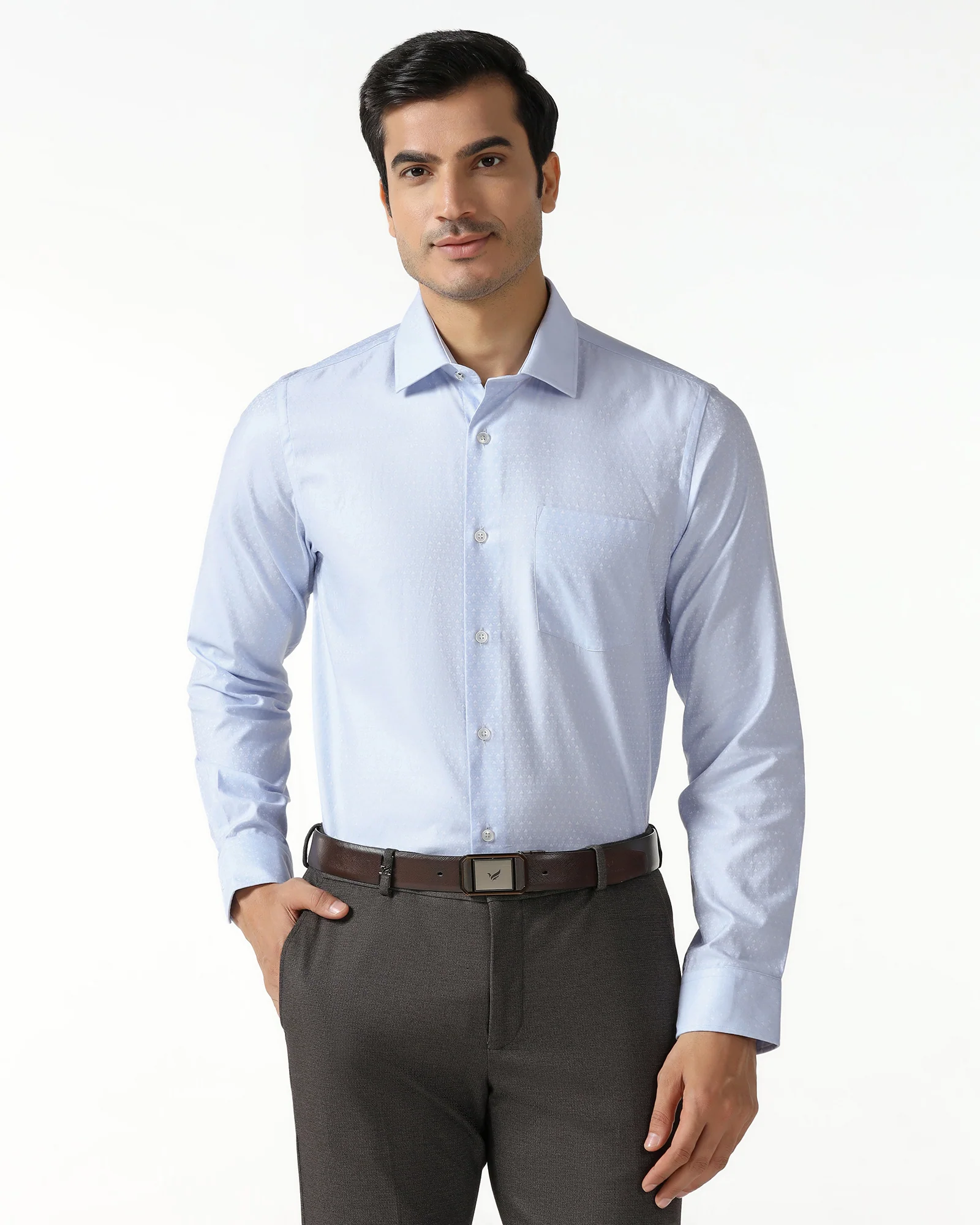 Light Blue Jacquard Shirt - Rile - Image 7