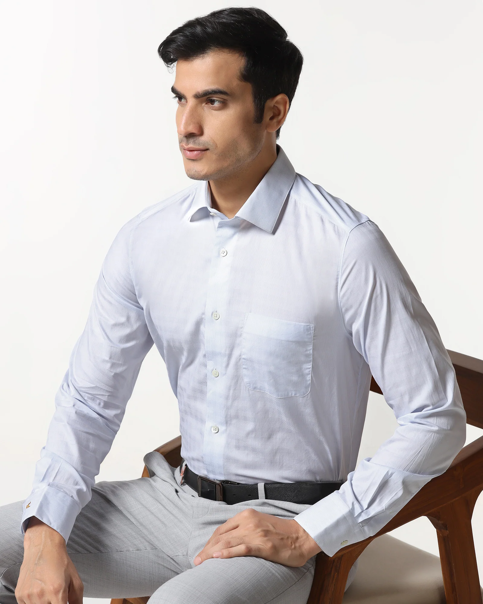 Light Blue Luxe Jacquard Shirt - Lyric - Image 7