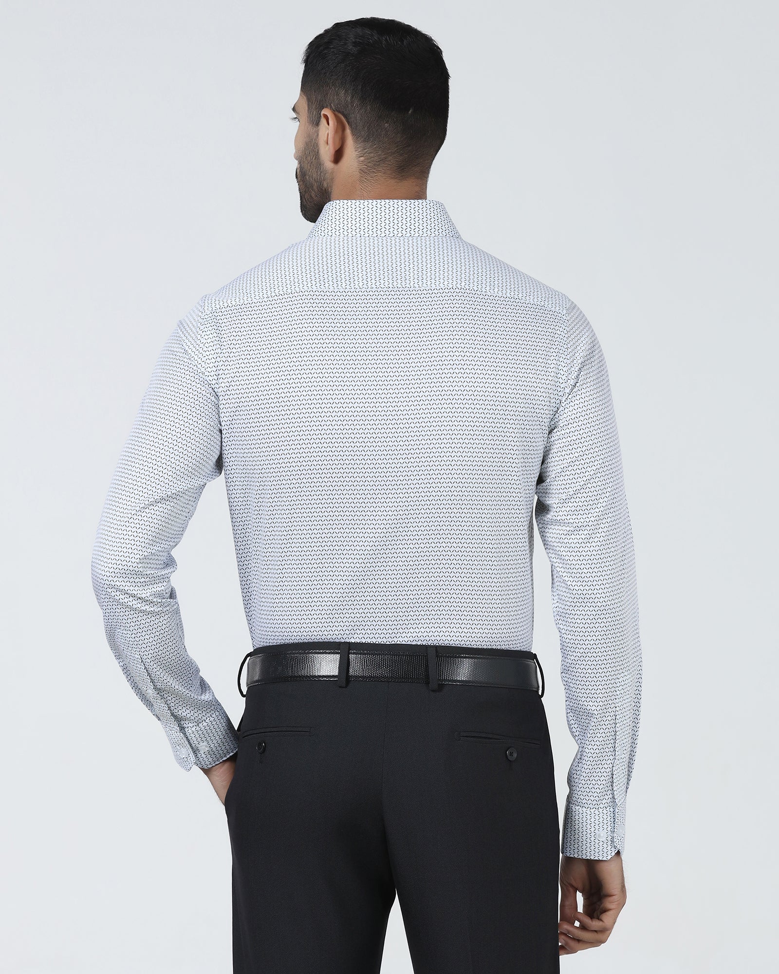Light Blue Unwrinkle Printed Shirt - Everest - Image 2