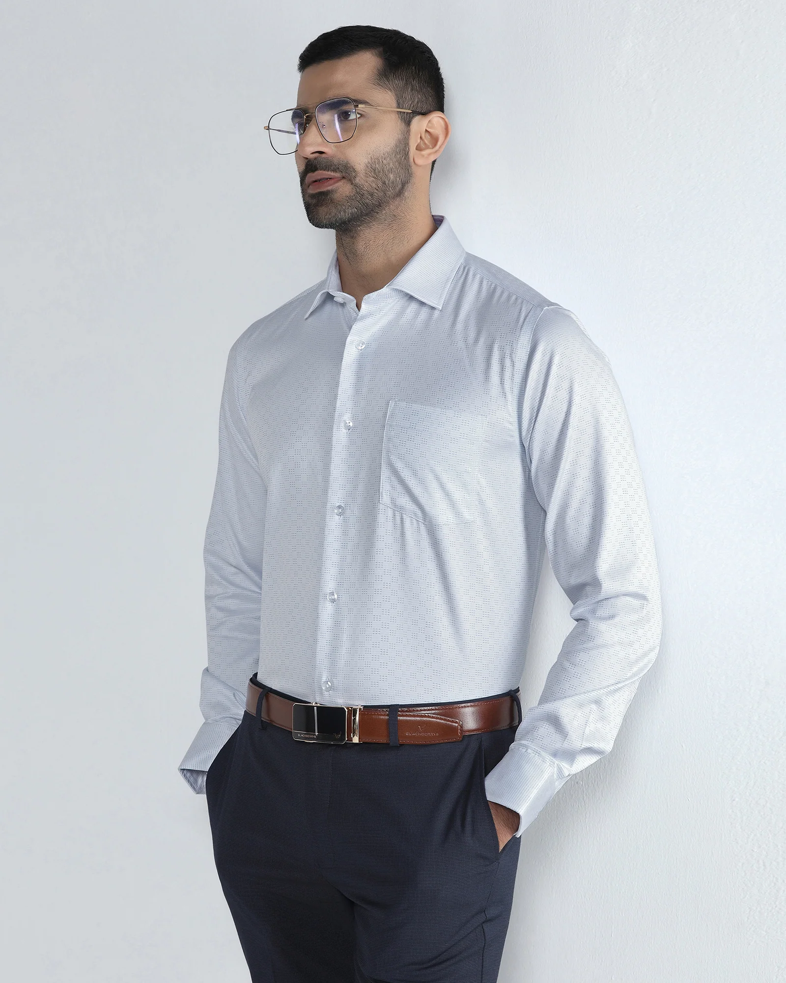 Light Blue Unwrinkle Textured Shirt - Easton