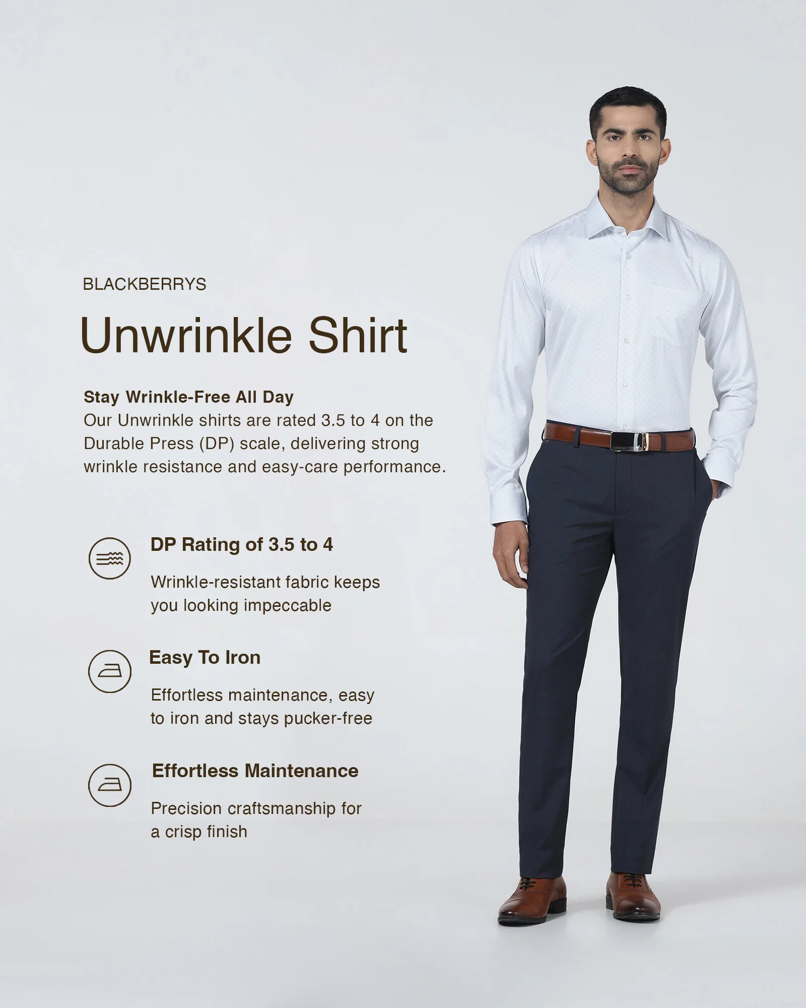 Light Blue Unwrinkle Textured Shirt - Easton - Image 3