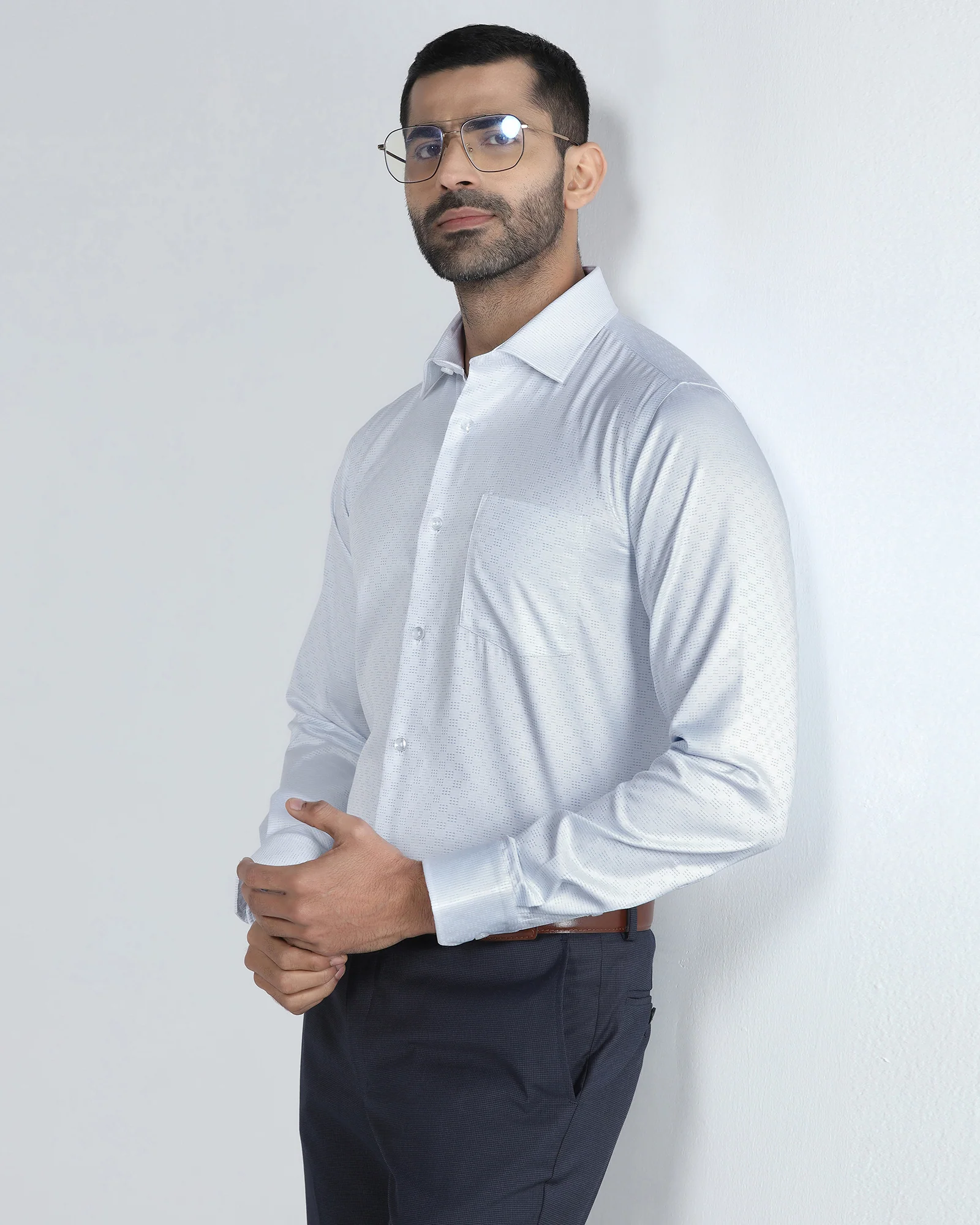 Light Blue Unwrinkle Textured Shirt - Easton - Image 7