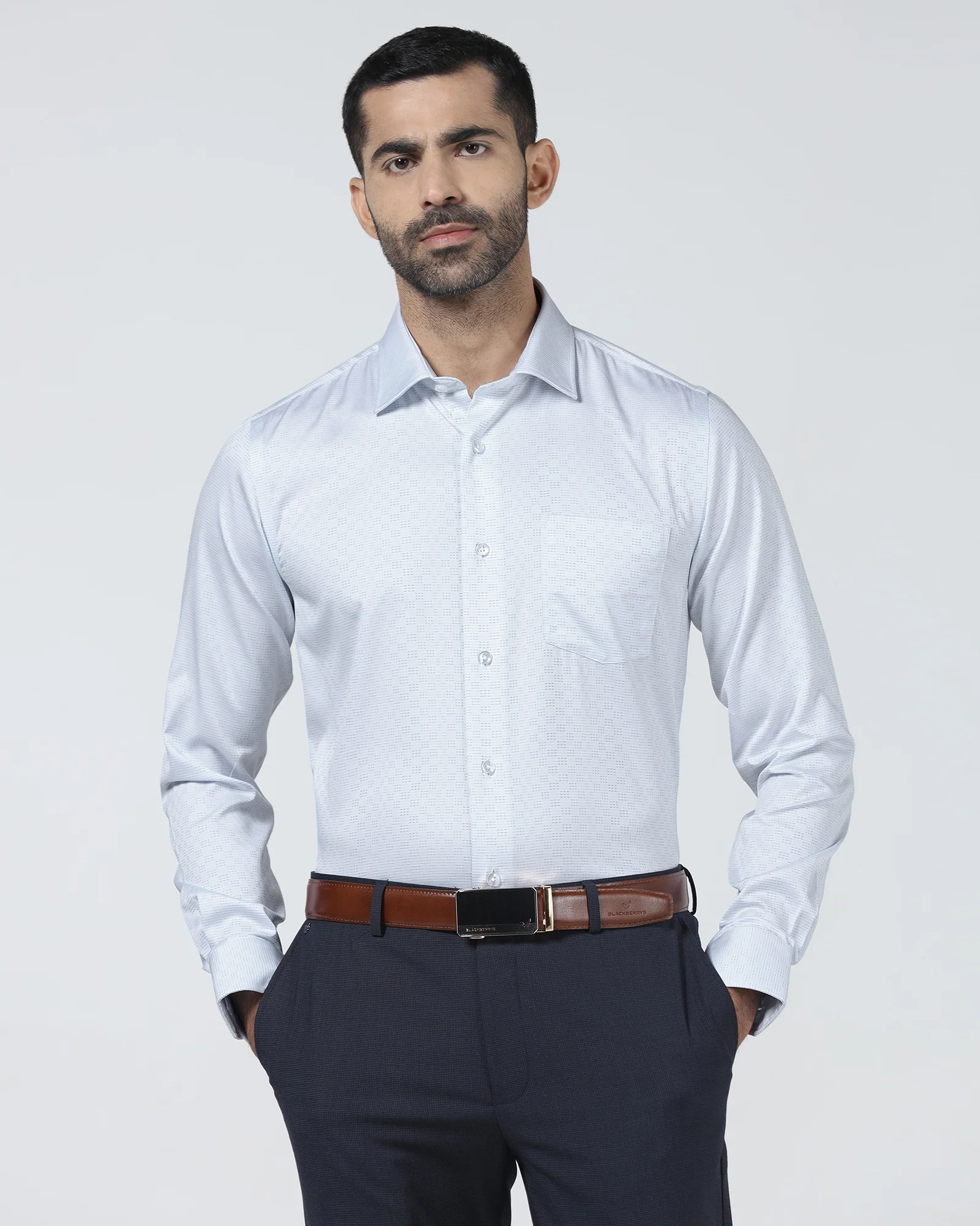 Light Blue Unwrinkle Textured Shirt - Easton - Image 8