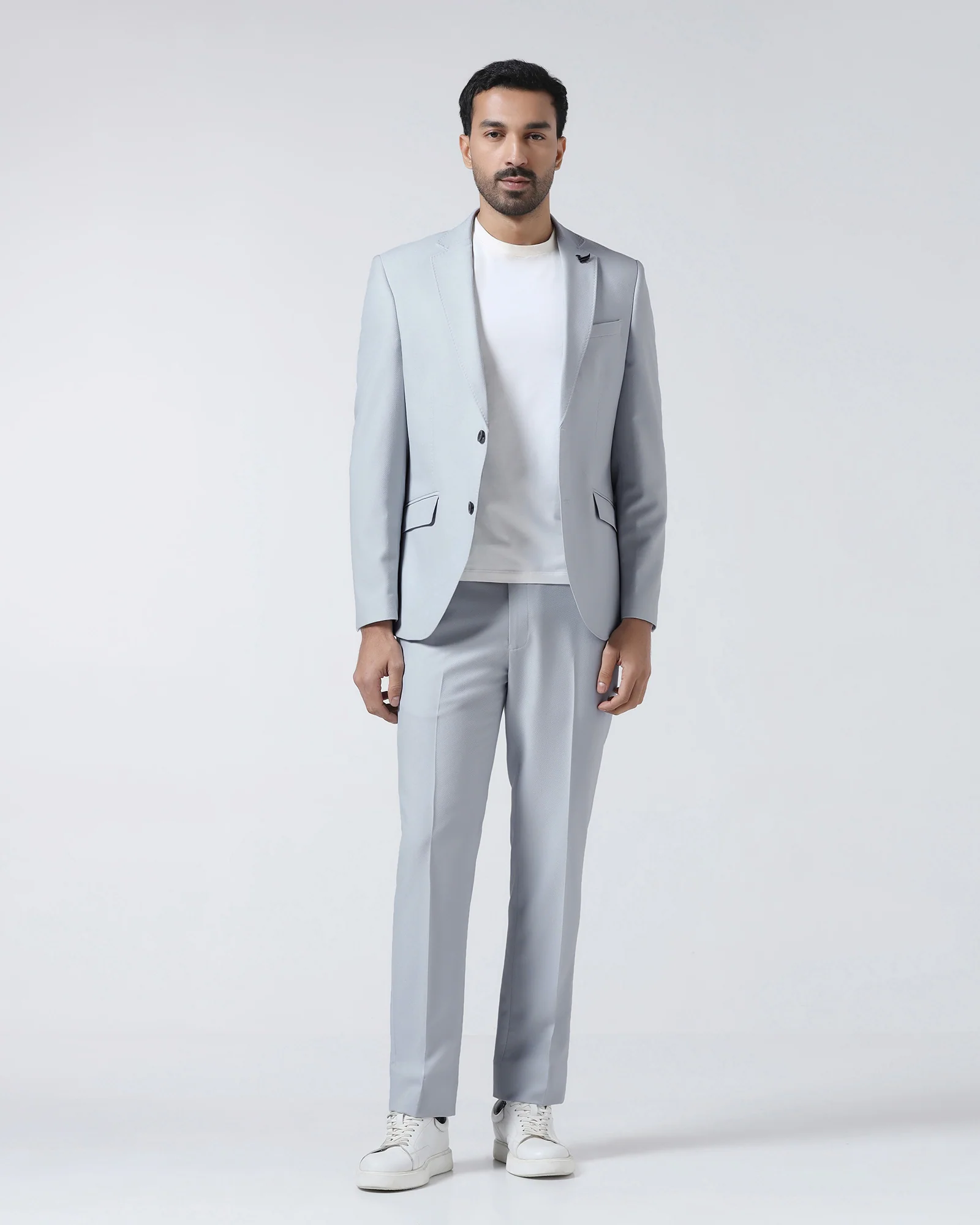 Light Blue Three Piece Textured Suit - Jiddle - Image 6