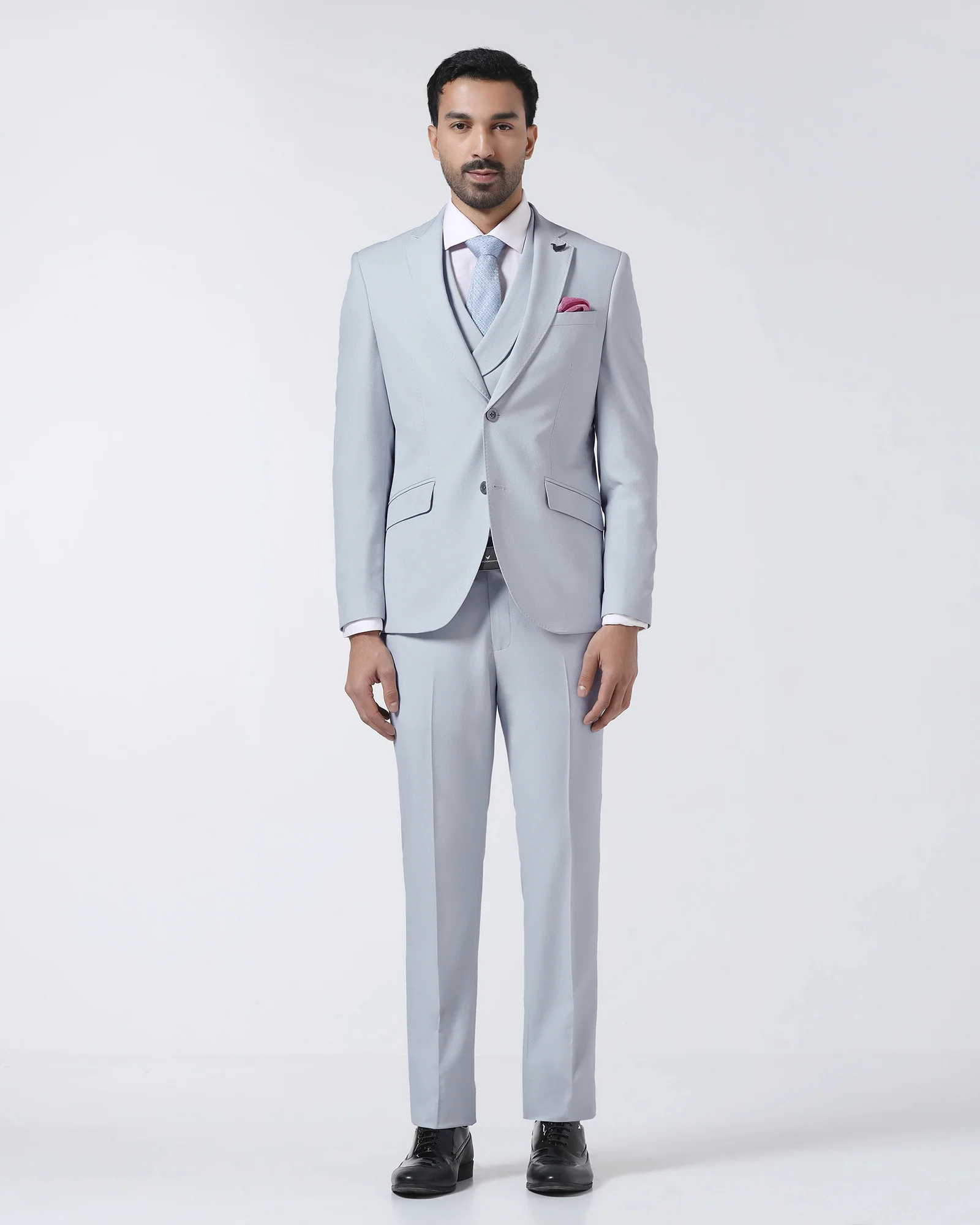 Light Blue Three Piece Textured Suit - Jiddle - Image 7
