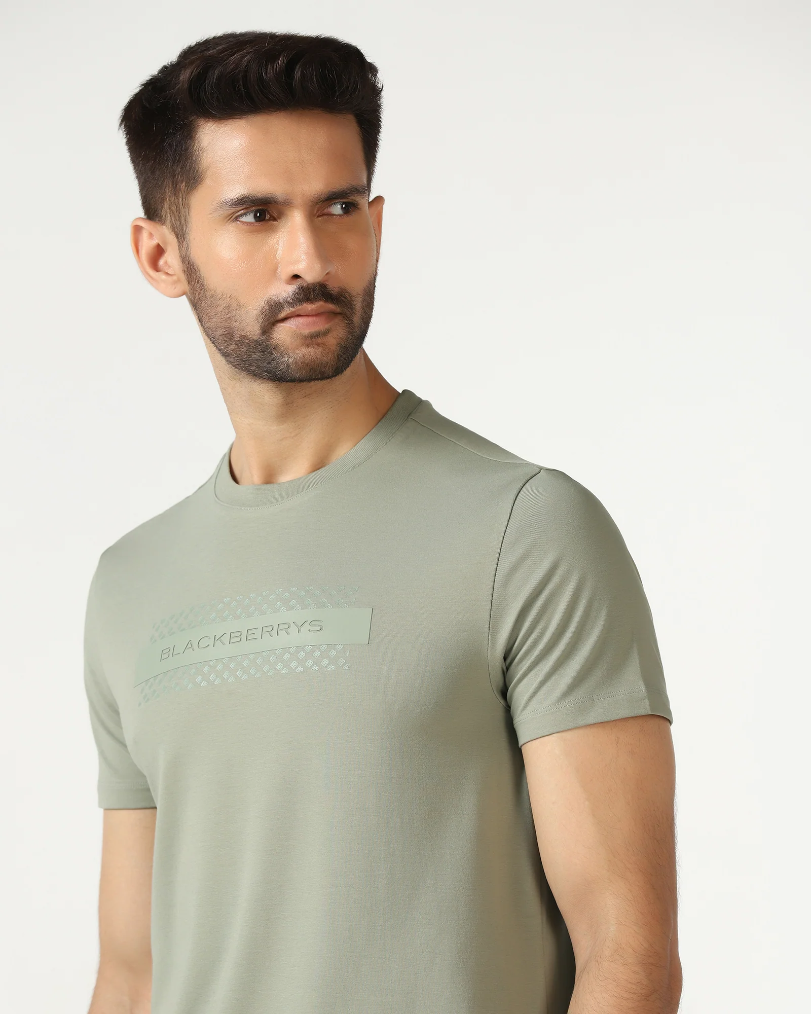 Light Green Crew Neck Solid T-Shirt - Zoro - Image 4