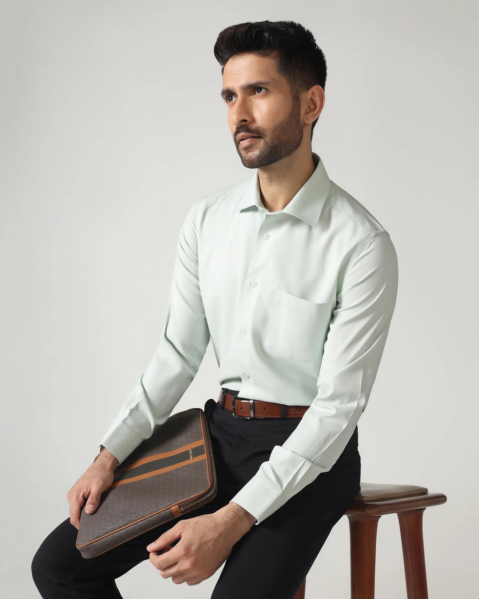Light Green Non Iron Textured Shirt - Racob - Image 5