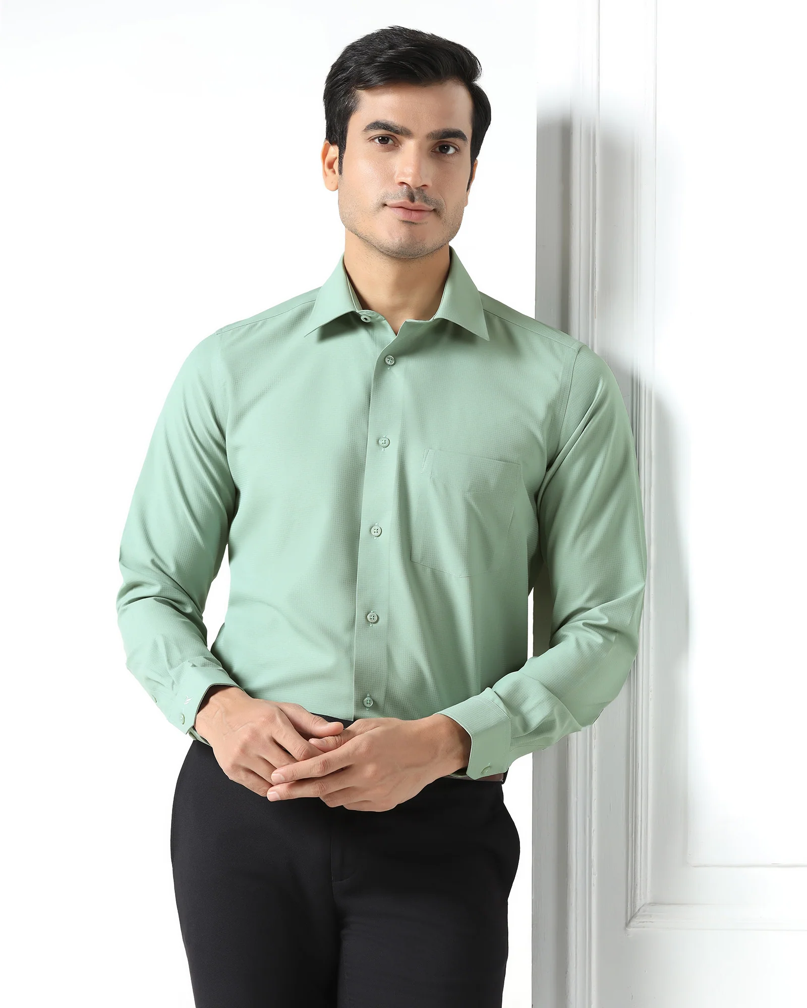 Light Green Non Iron Textured Shirt - Relay - Image 7