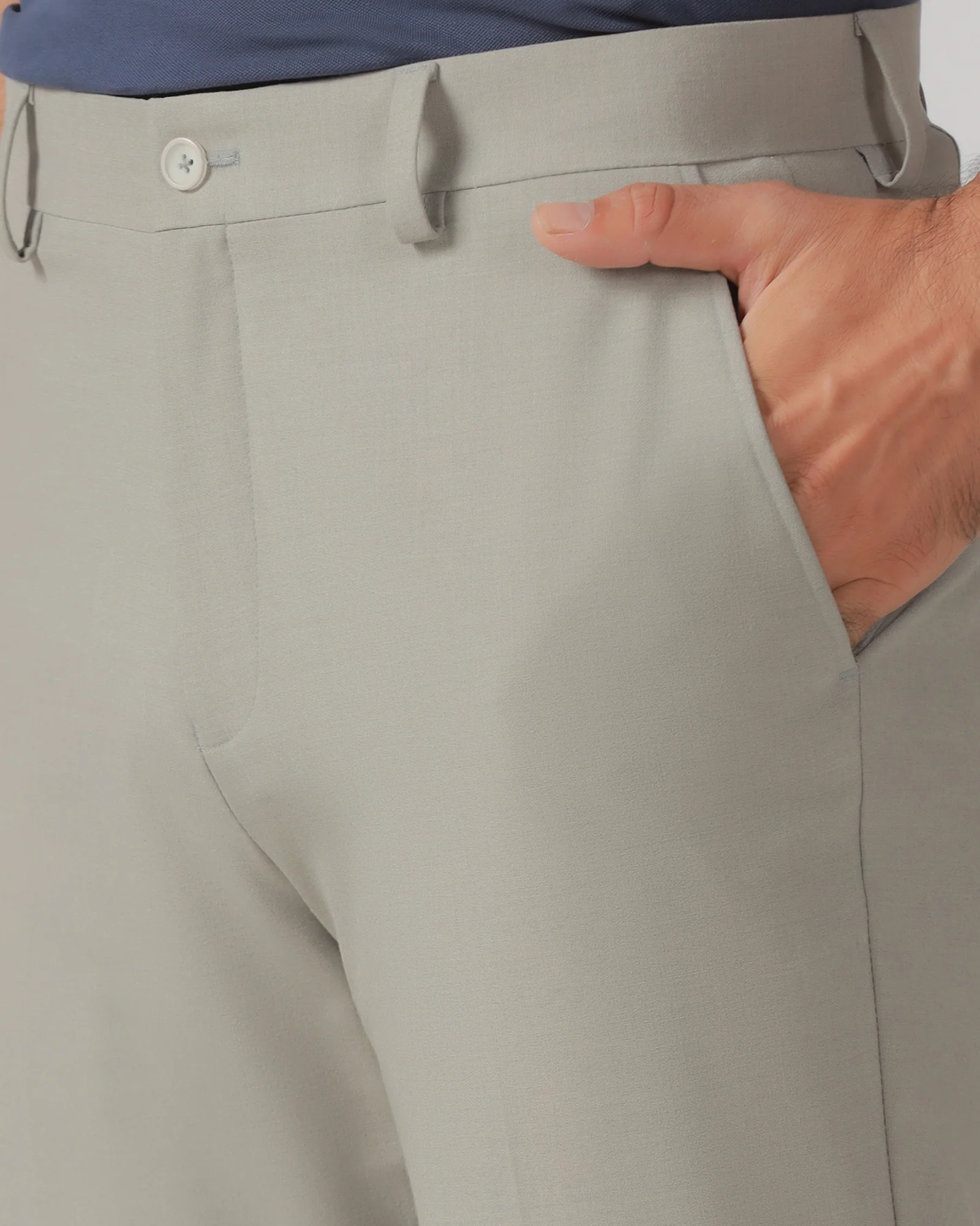Light Grey Relaxed Fit Solid Trouser - Tanqueray - Image 4