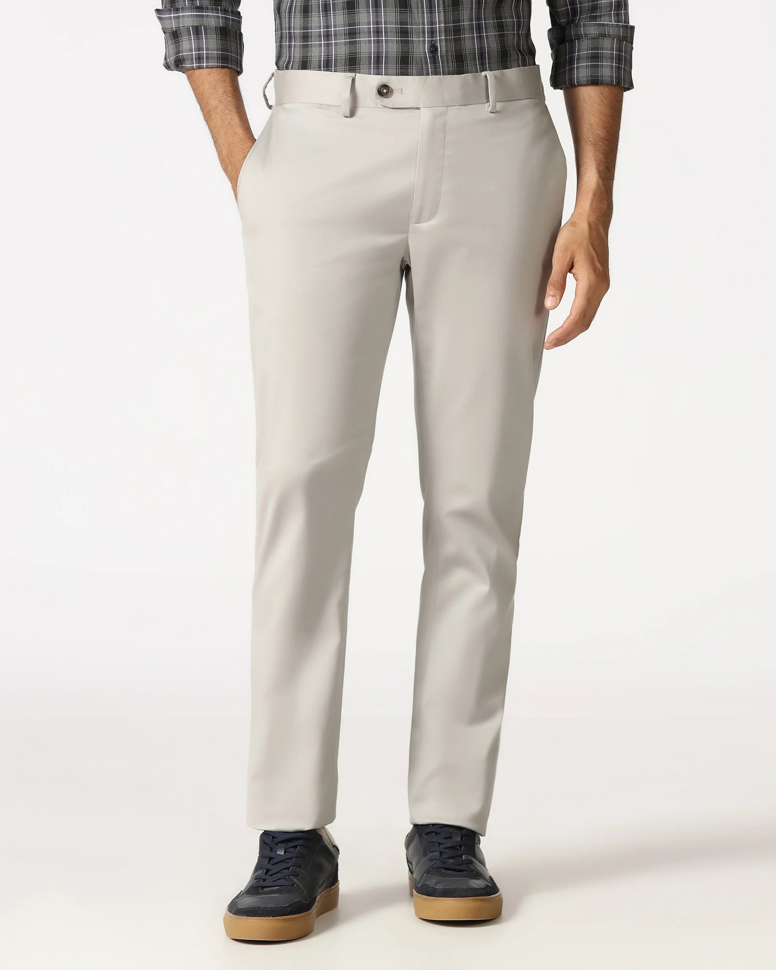 Light Grey Solid Khakis - Thale - Image 3