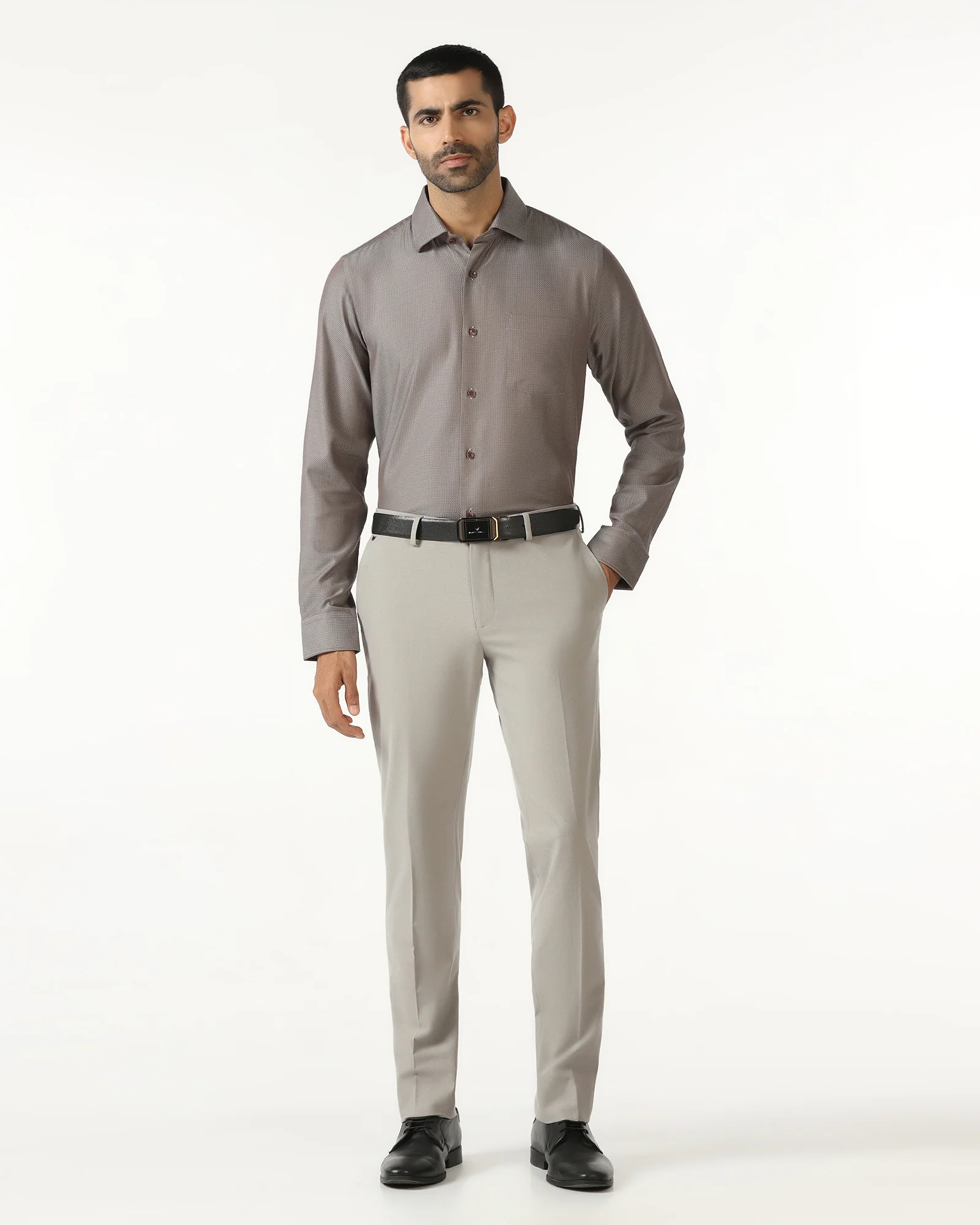 Light Grey Solid Trouser - Johny