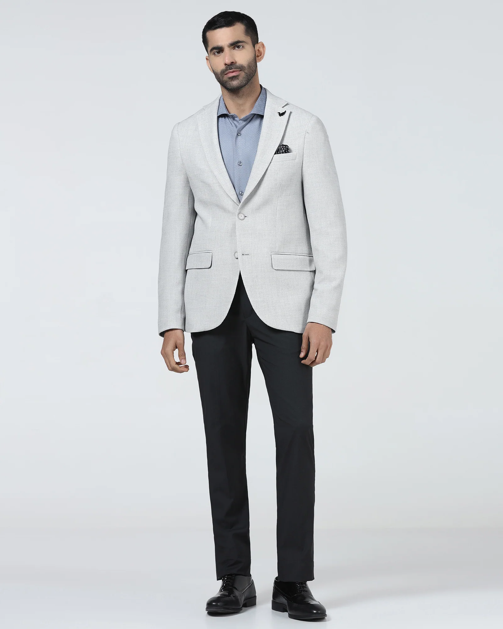 Light Grey Textured Blazer - Adams - Image 3