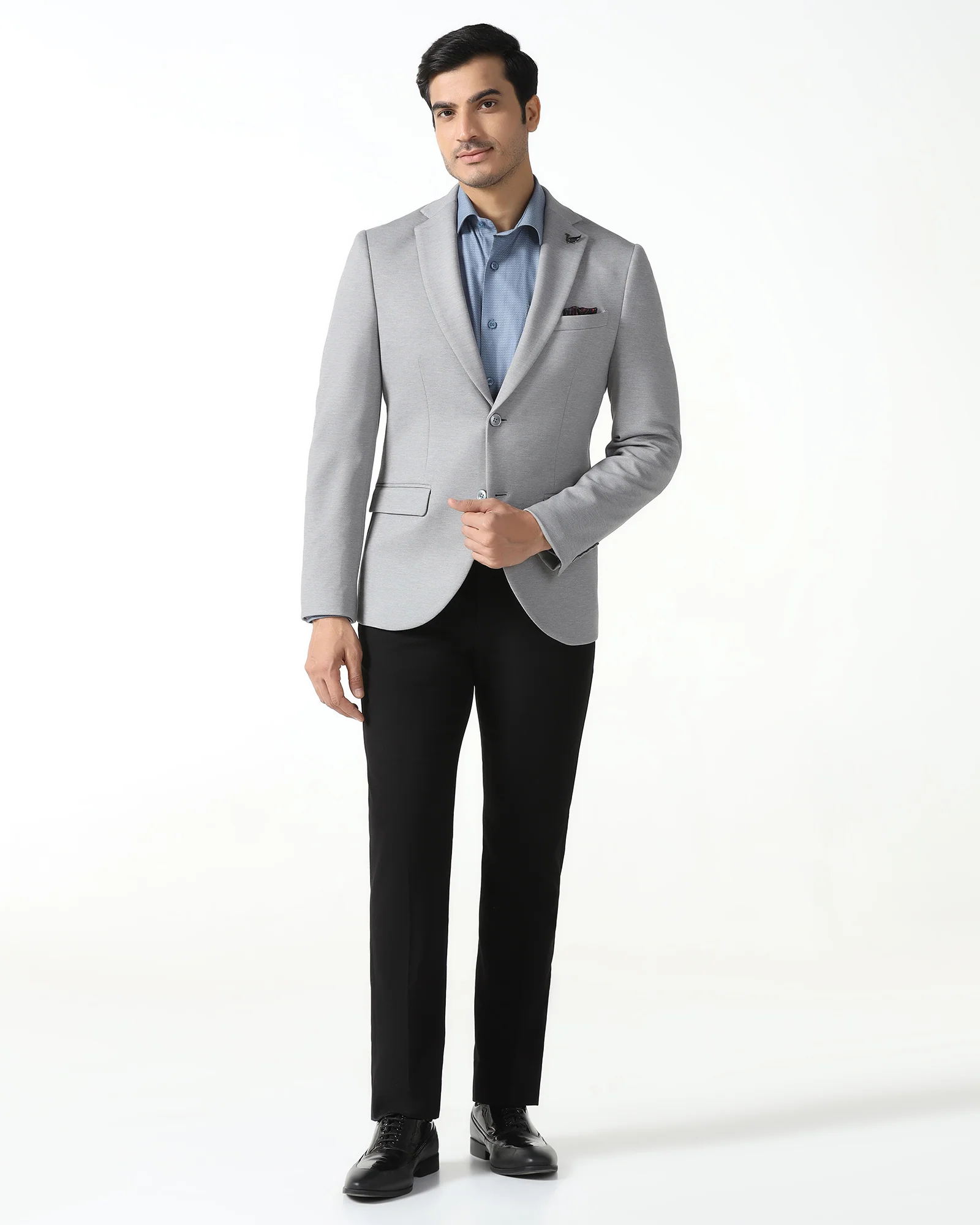 Light Grey Textured Blazer - Walker - Image 3