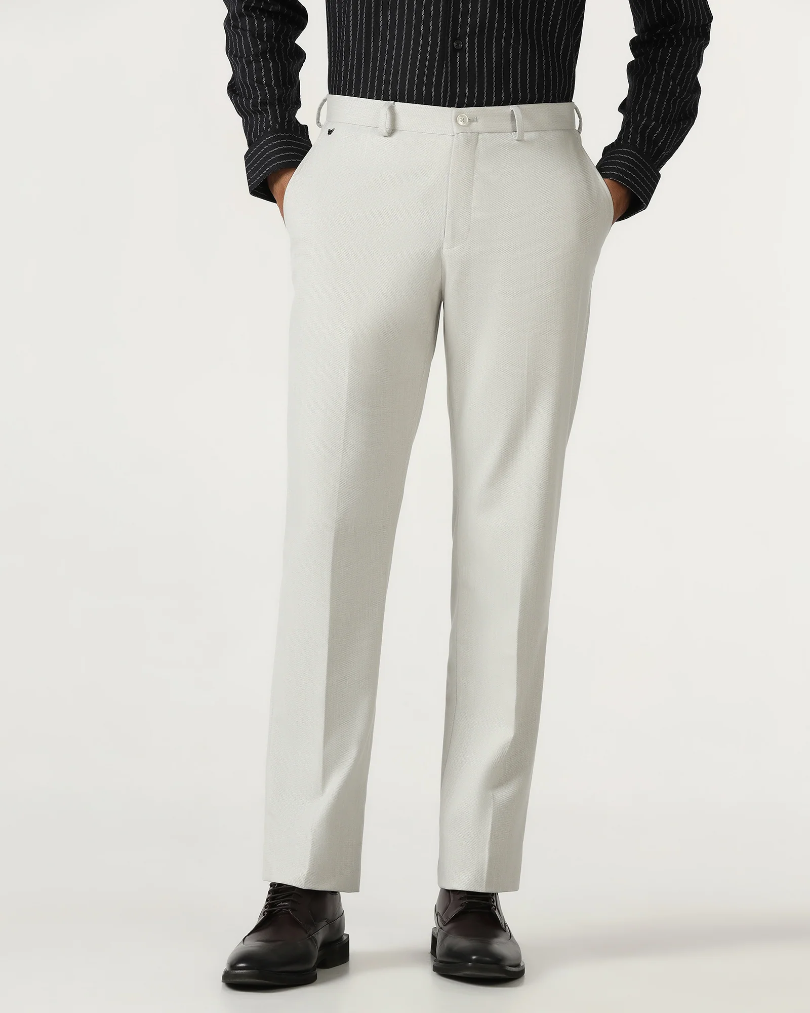 Light Grey Textured Trouser - Chivas - Image 3