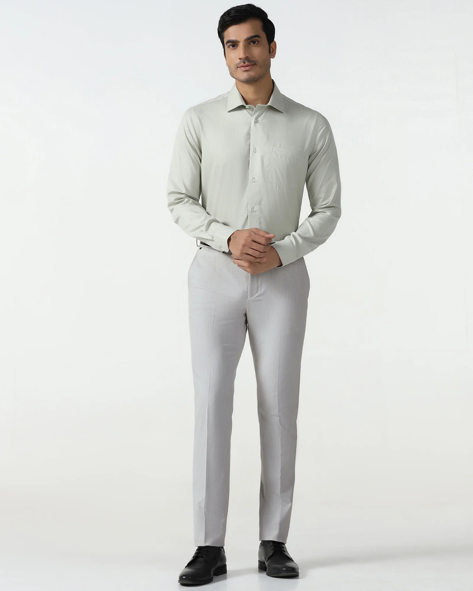 Light Grey Textured Trouser - Chivas
