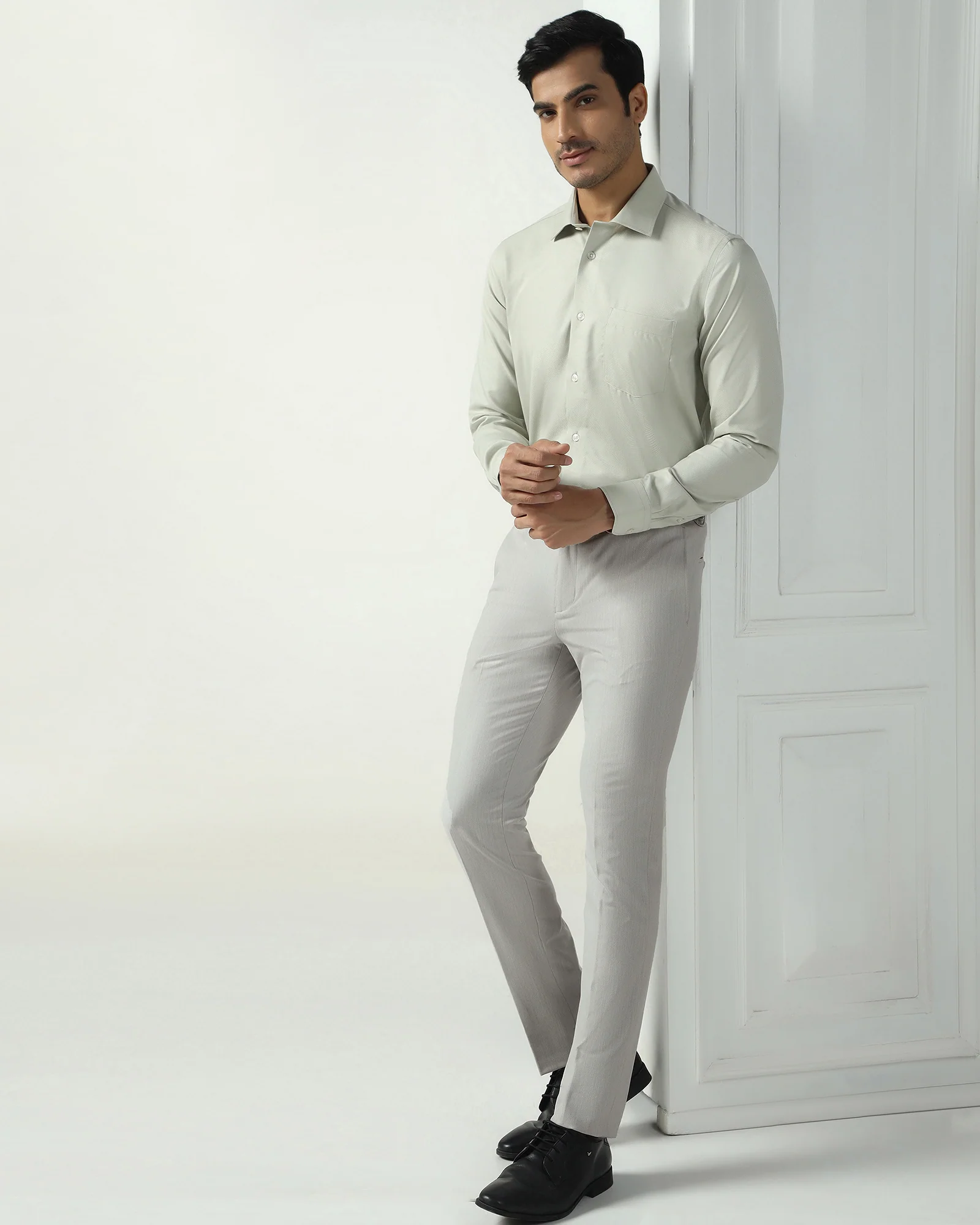 Light Grey Textured Trouser - Chivas - Image 7