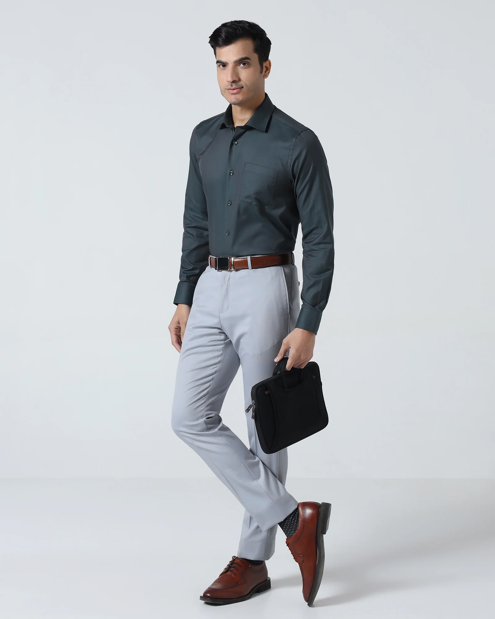 Light Grey Textured Trouser - Peroni - Image 5