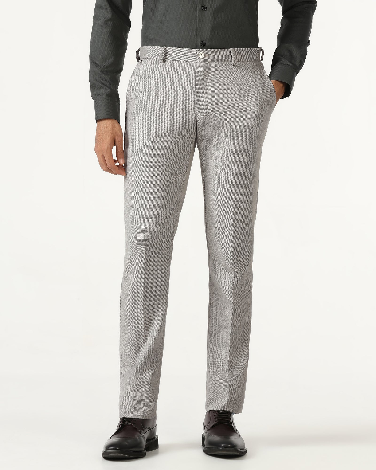 Light Grey Textured Trouser - Templeton - Image 3
