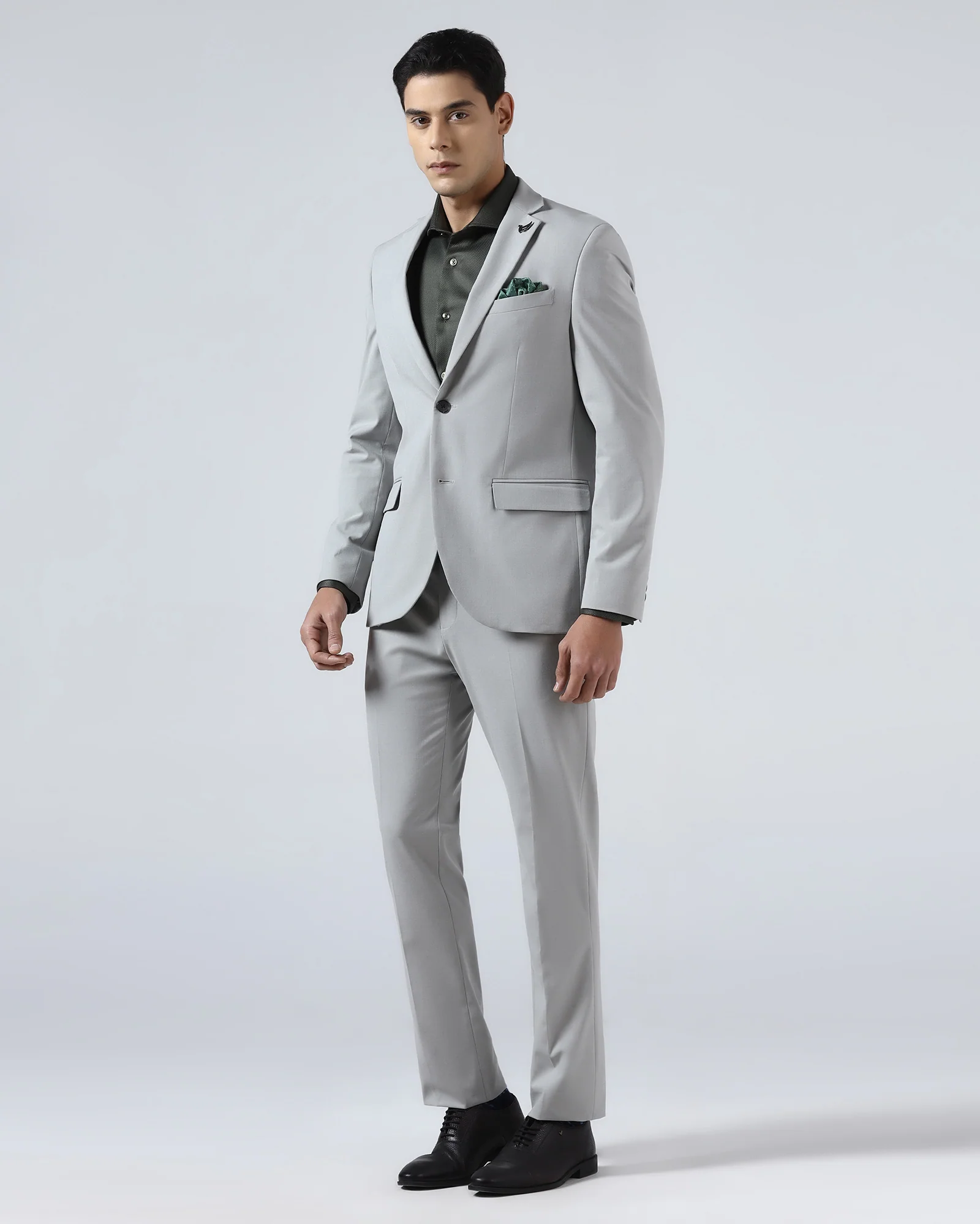 Light Grey Two Piece Solid Suit - Hedra - Image 3