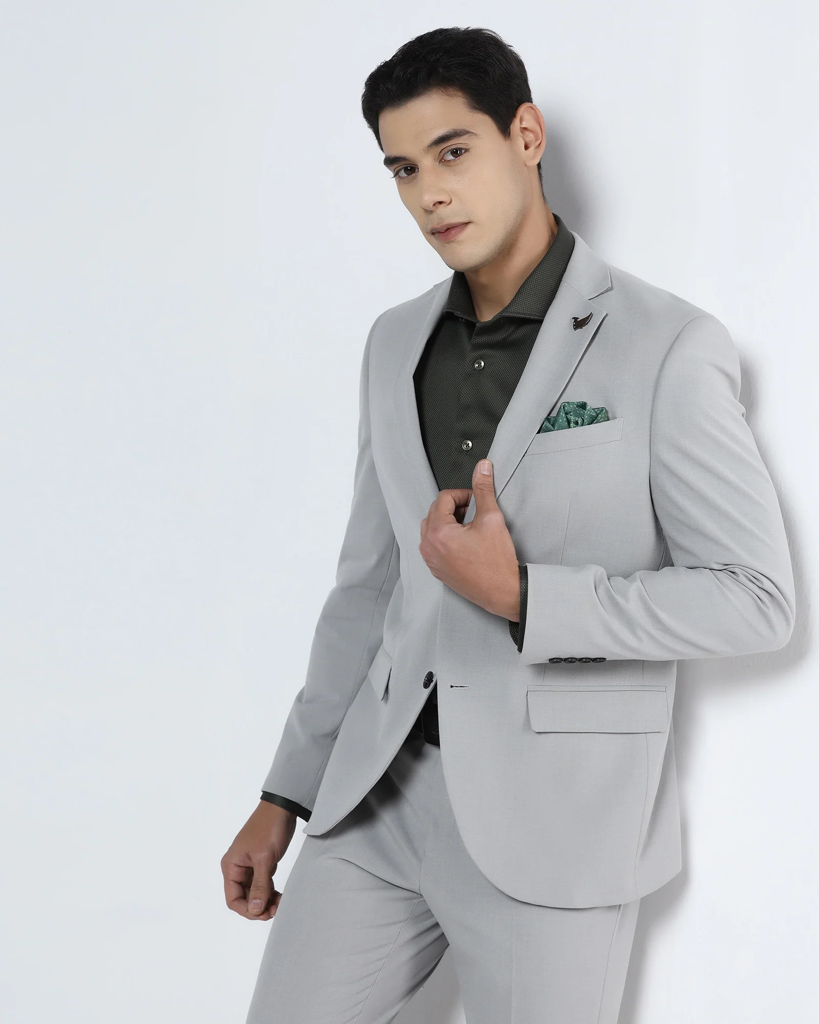 Light Grey Two Piece Solid Suit - Hedra - Image 4