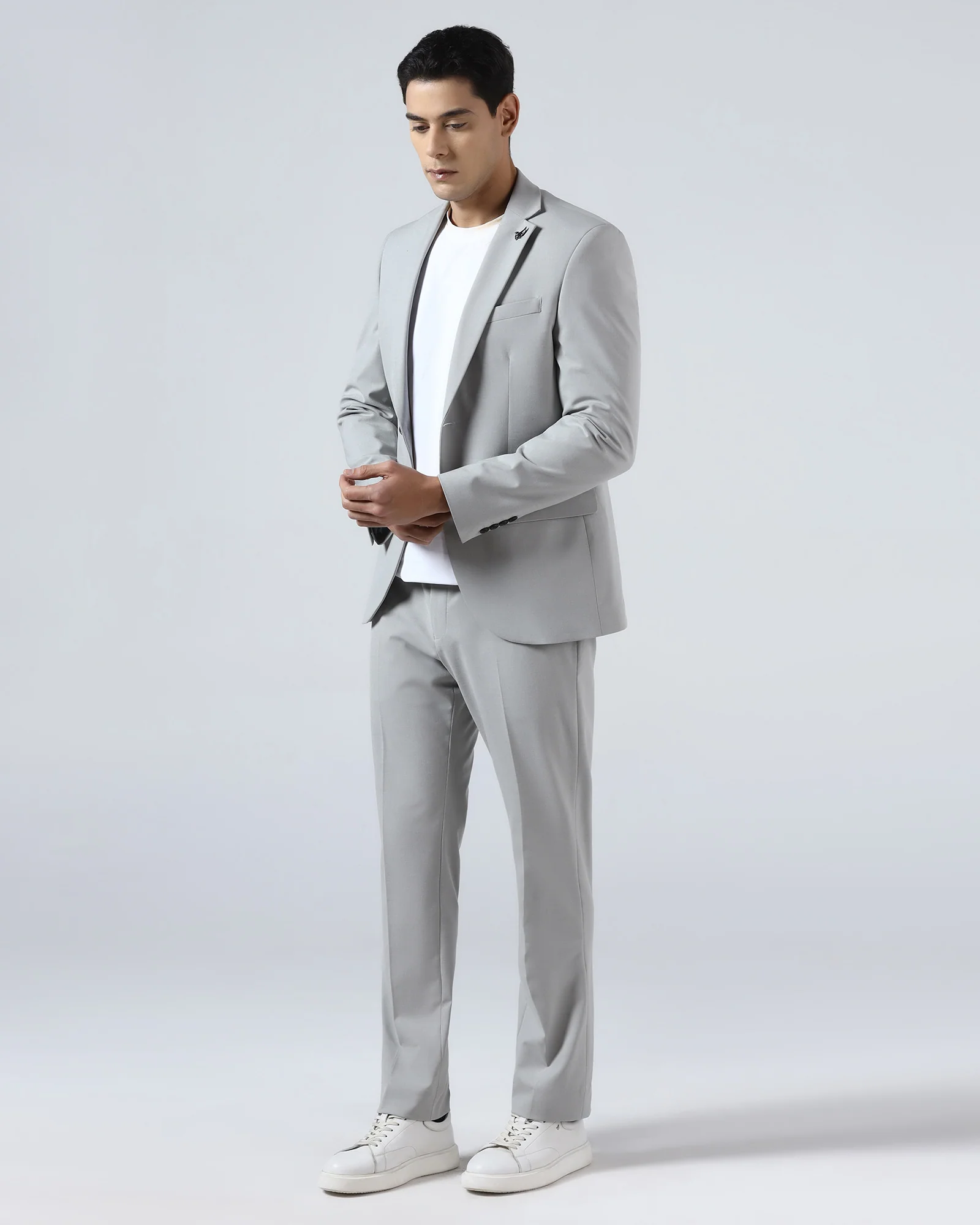 Light Grey Two Piece Solid Suit - Hedra - Image 6