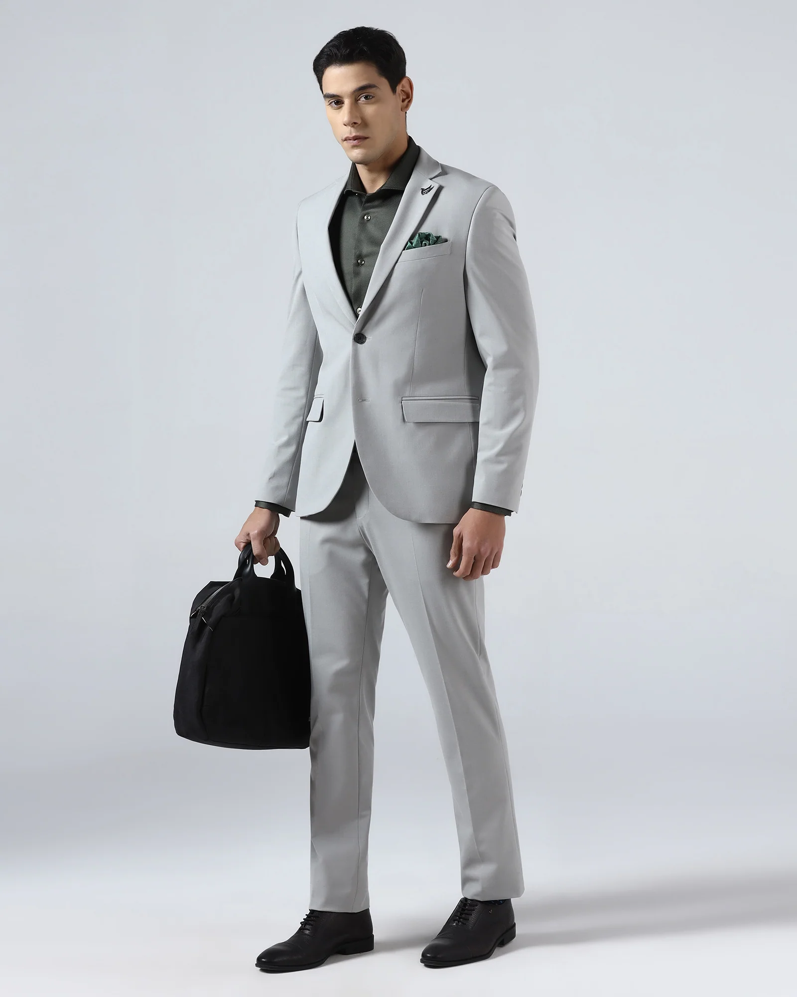 Light Grey Two Piece Solid Suit - Hedra - Image 7
