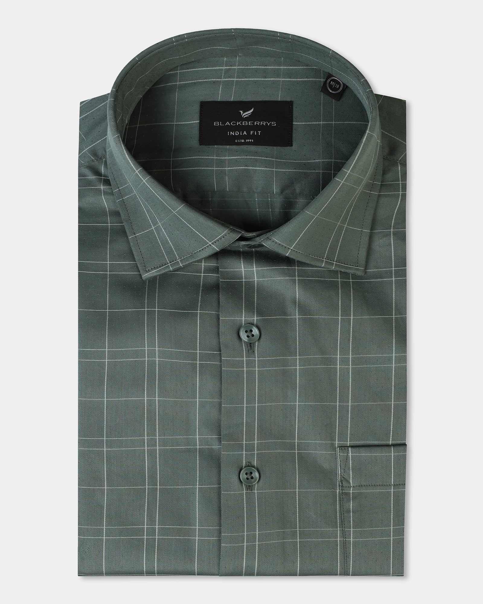 Light Olive Check Shirt - Axton - Image 5