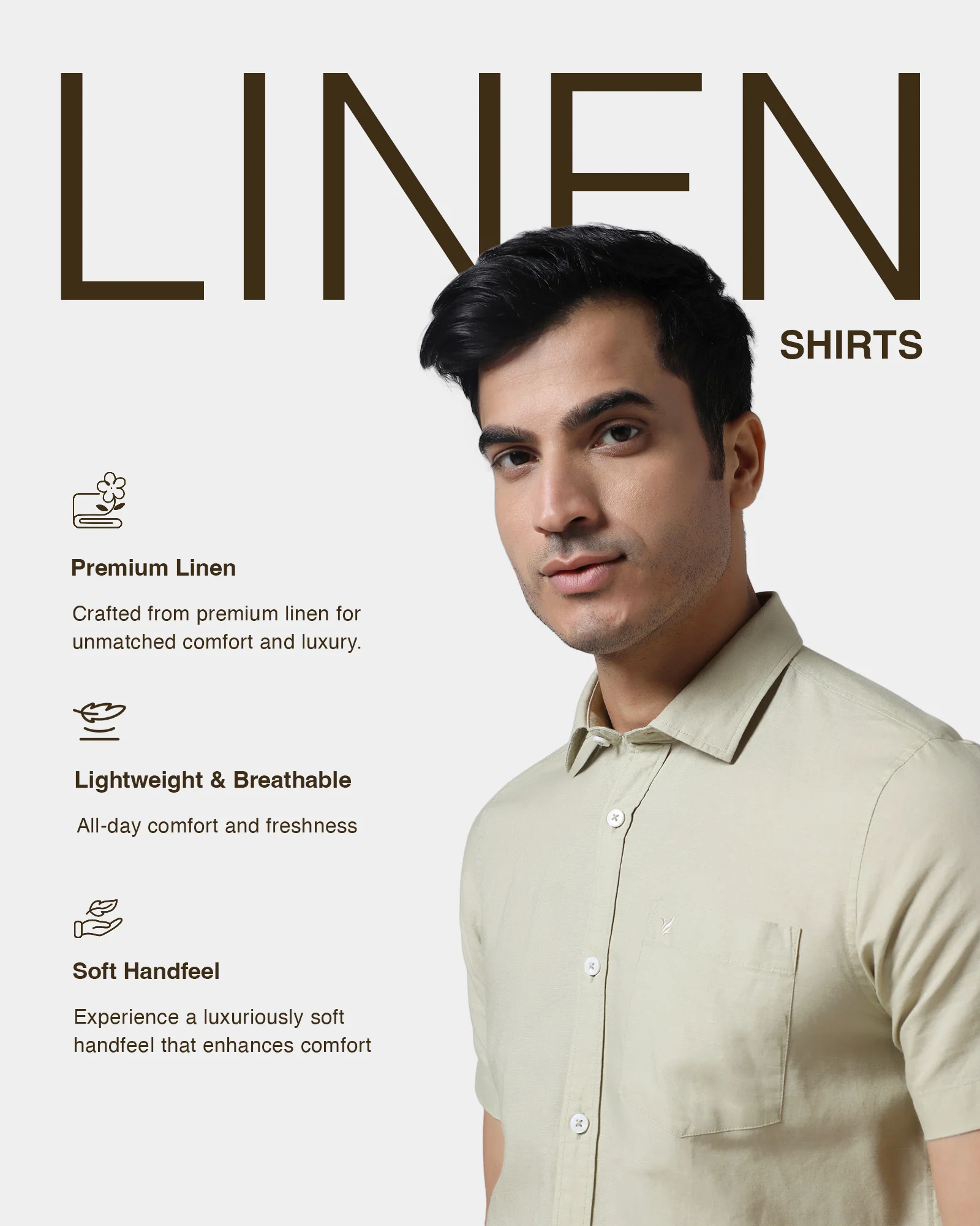 Light Olive Half Sleeve Linen Solid Shirt - Cleo - Image 4