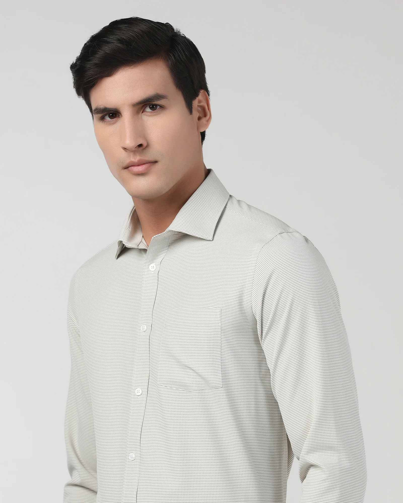 Light Olive Non Iron Textured Shirt - Rise E - Image 4