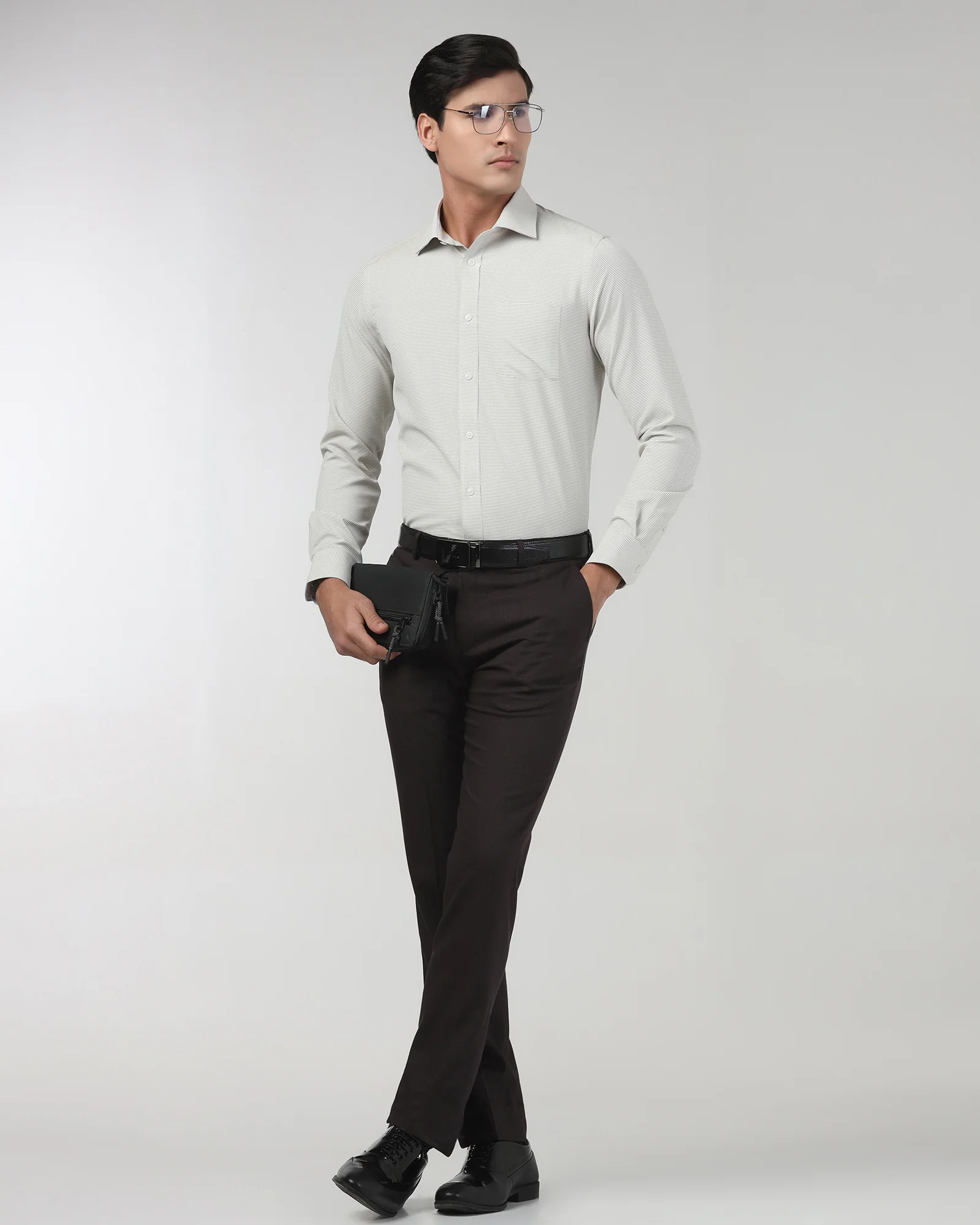 Light Olive Non Iron Textured Shirt - Rise E - Image 8