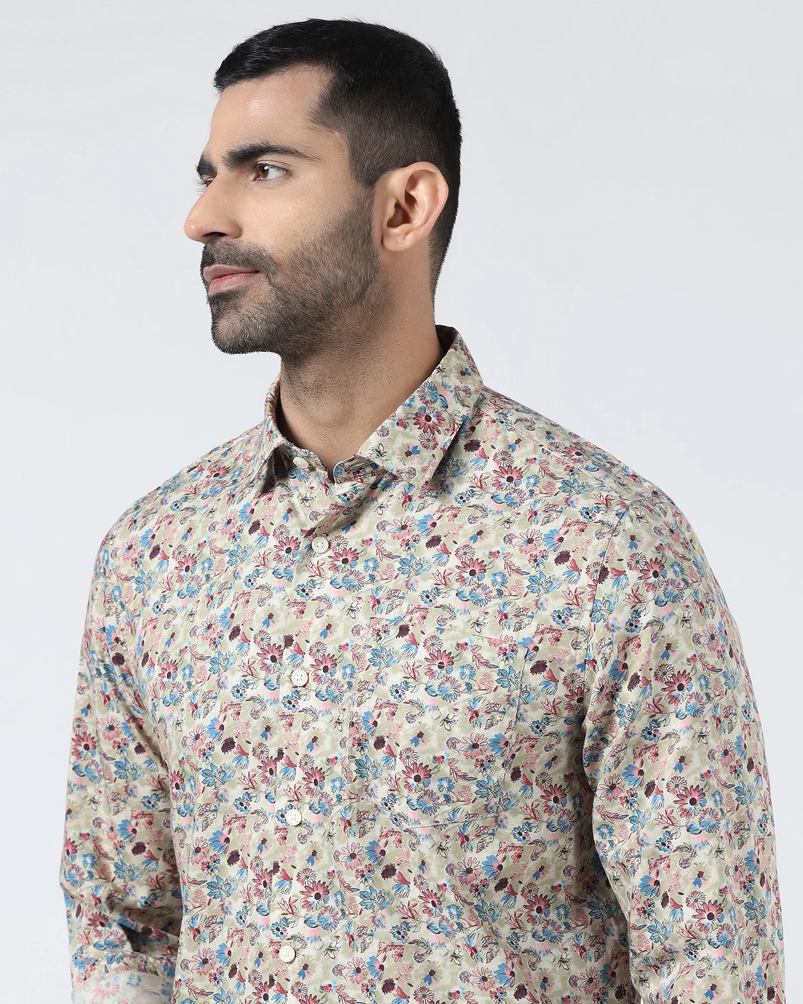 Light Olive Printed Shirt - Rody - Image 4