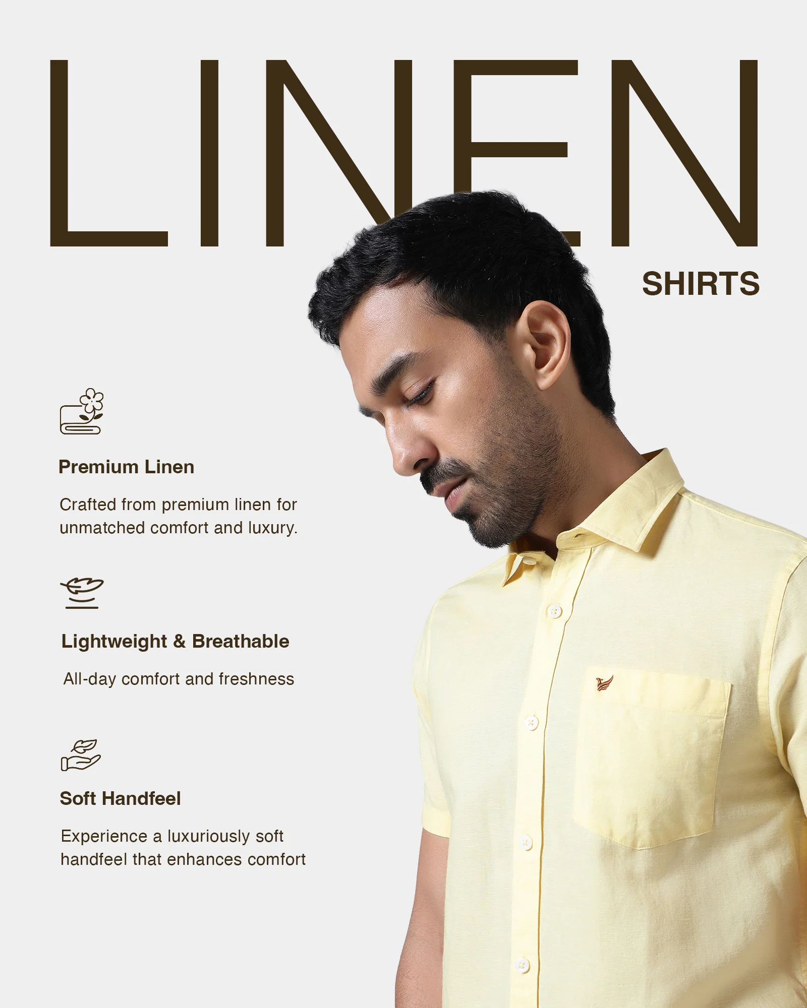 Light Yellow Half Sleeve Linen Solid Shirt - Cleo - Image 4