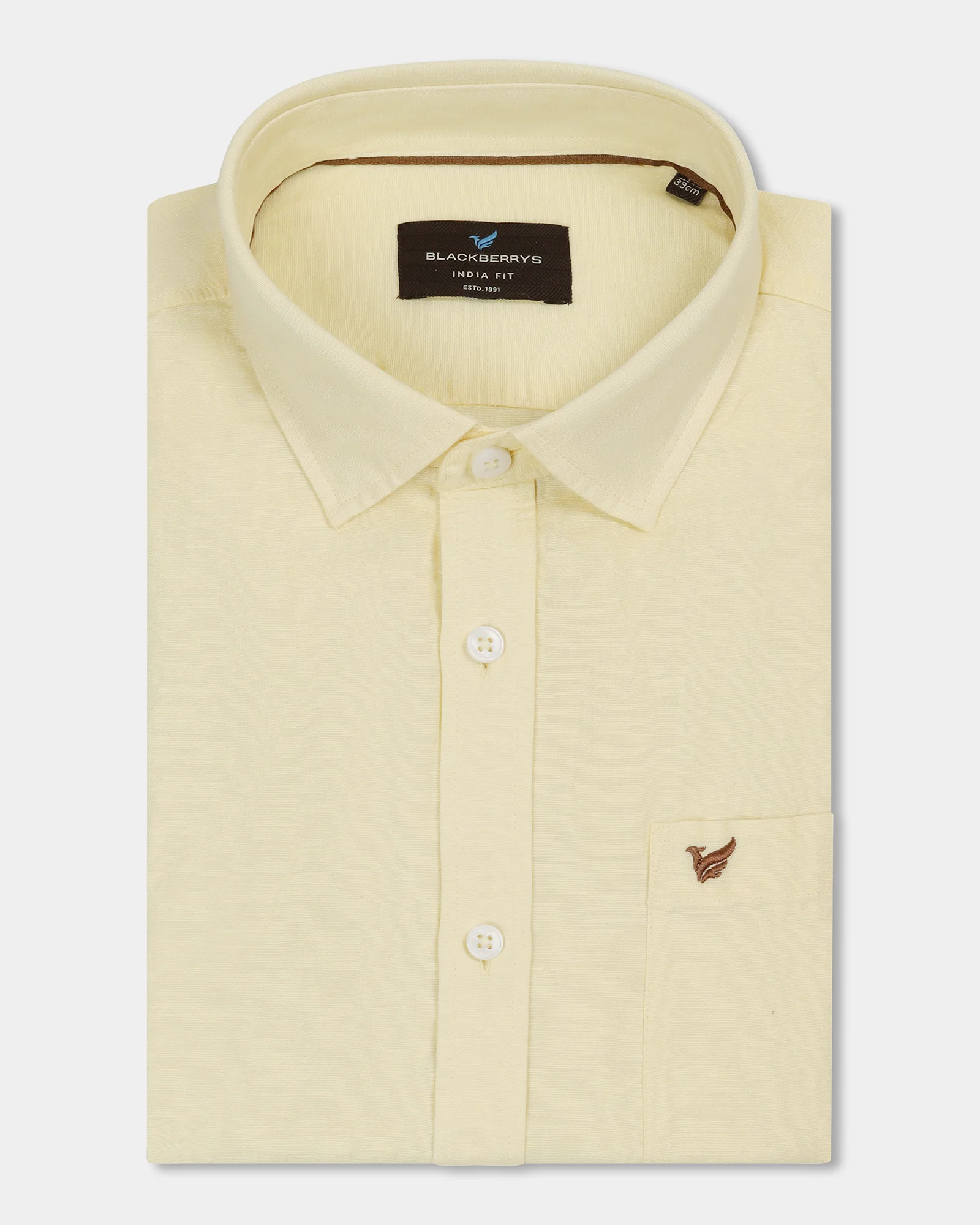 Light Yellow Half Sleeve Linen Solid Shirt - Cleo - Image 5