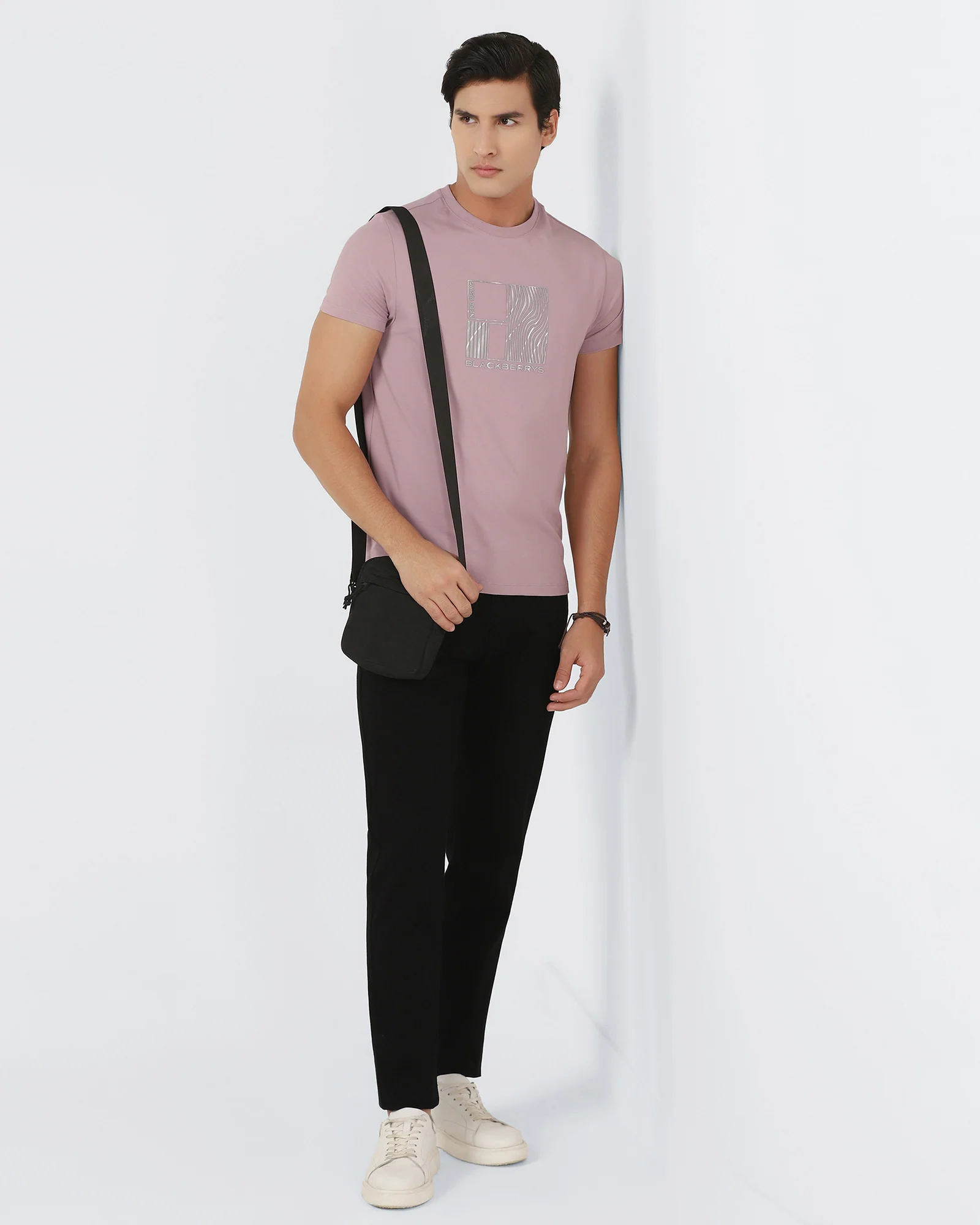 Lilac Crew Neck Printed T-Shirt - Sybill - Image 7